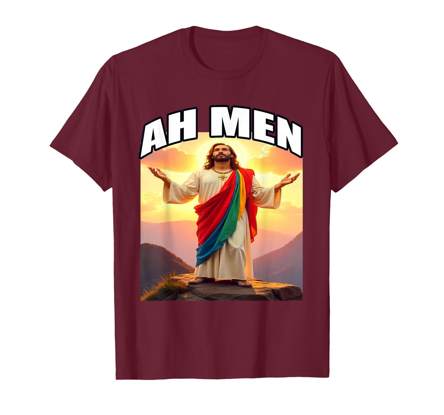 Ah, Men Gay Jesus LGBTQ Pride Funny Christian Pun Tee T-Shirt