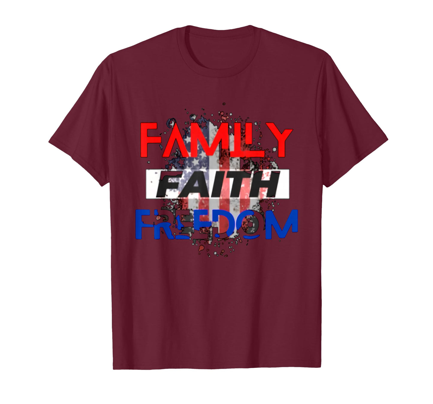 Faith Family Freedom Vintage USA Flag T-Shirt