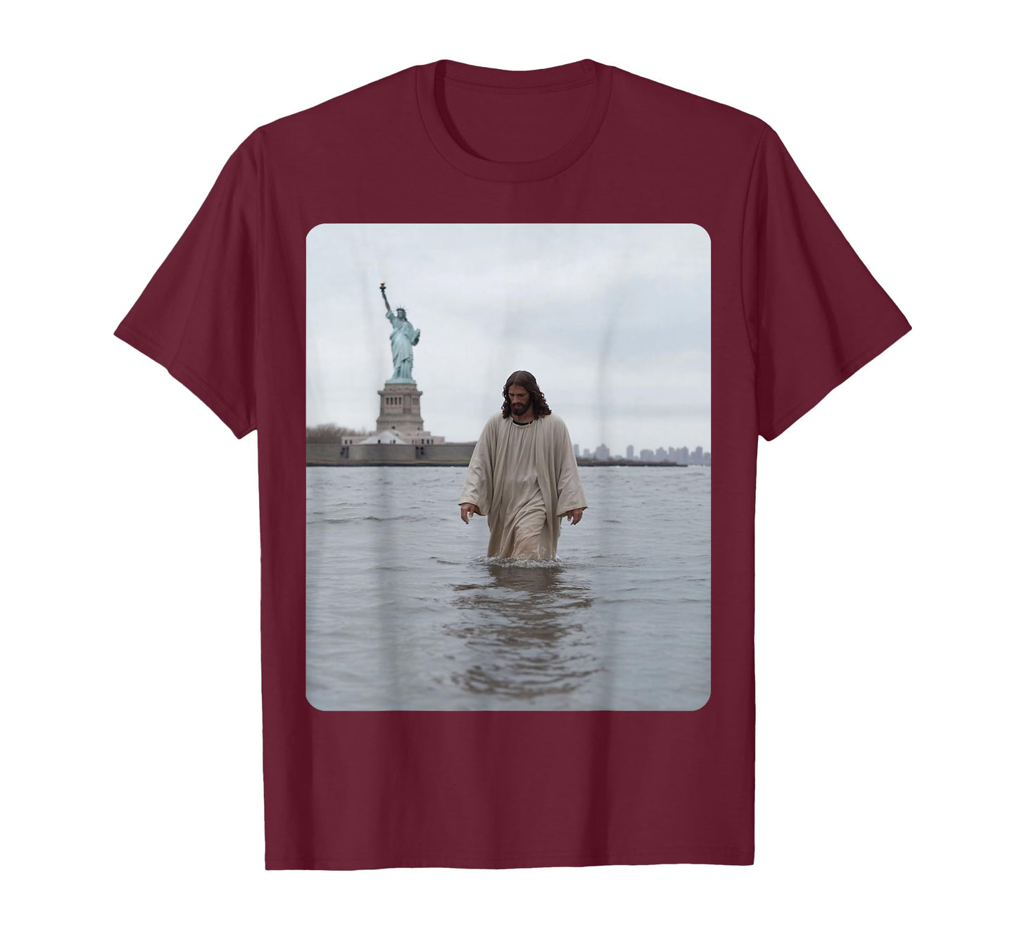 Jesus Christ The Statue of Liberty USA New York Christian T-Shirt