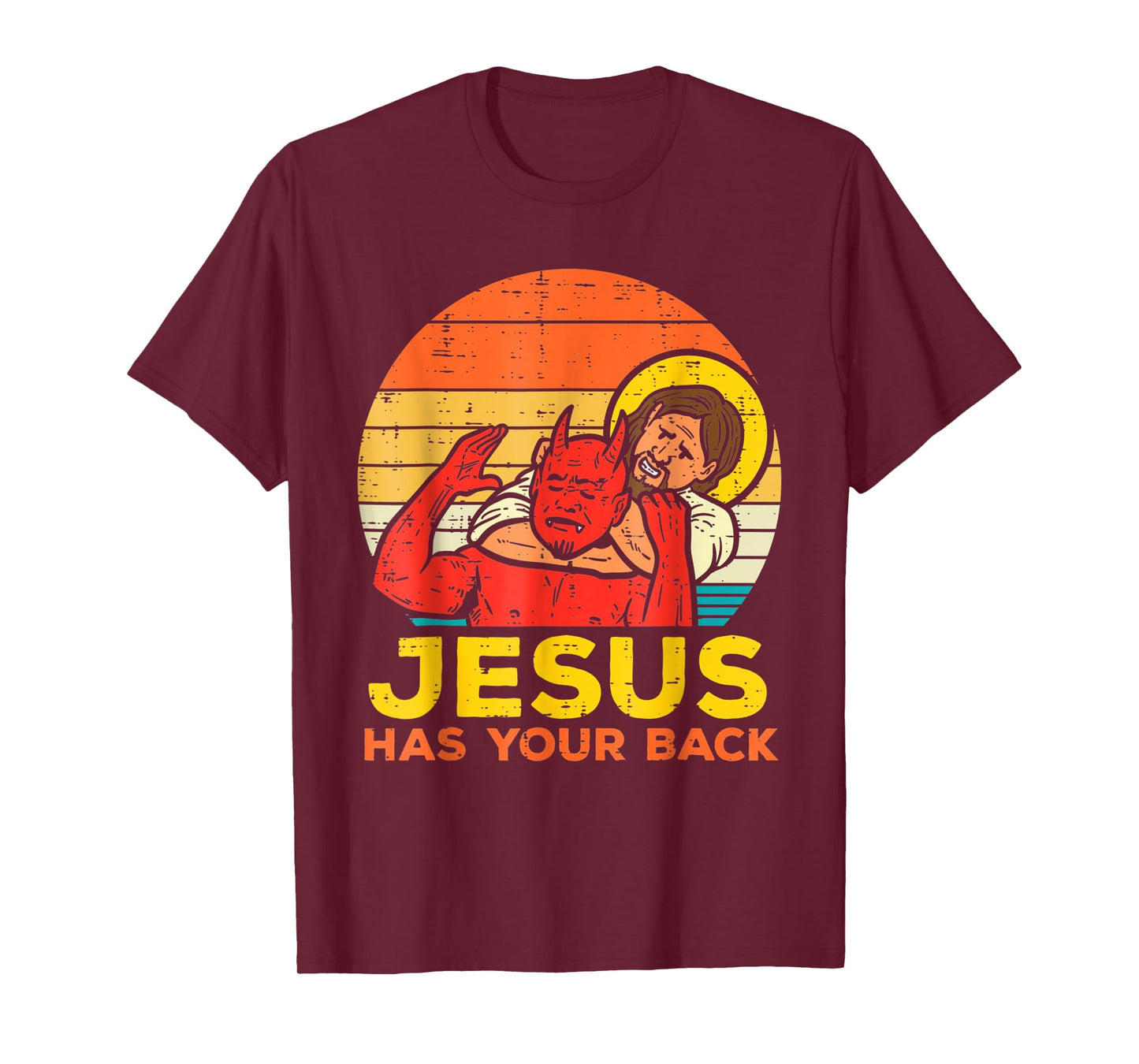 Jesus Has Your Back Jiu Jitsu Retro Christian Men Women Kids T-Shirt