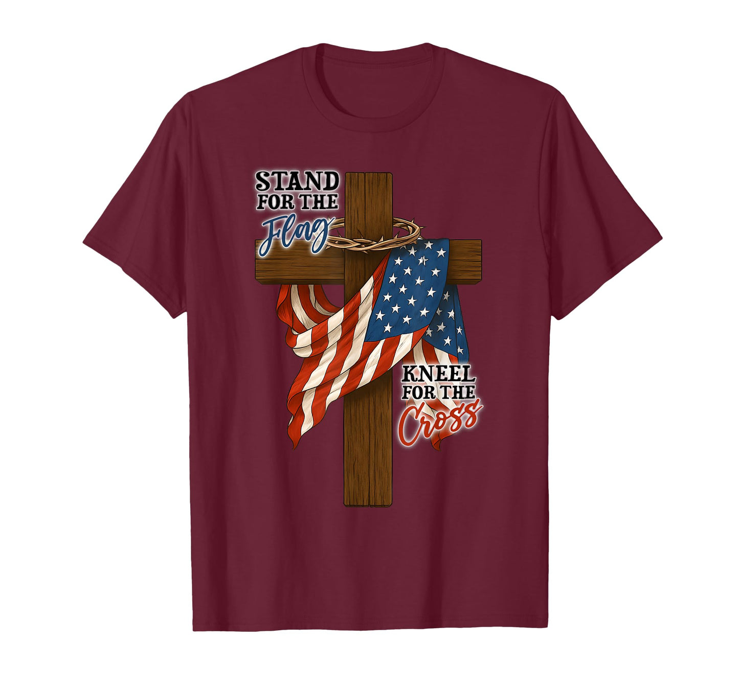 Stand For The Flag 4th Of July Cross USA Flag Christian Men T-Shirt
