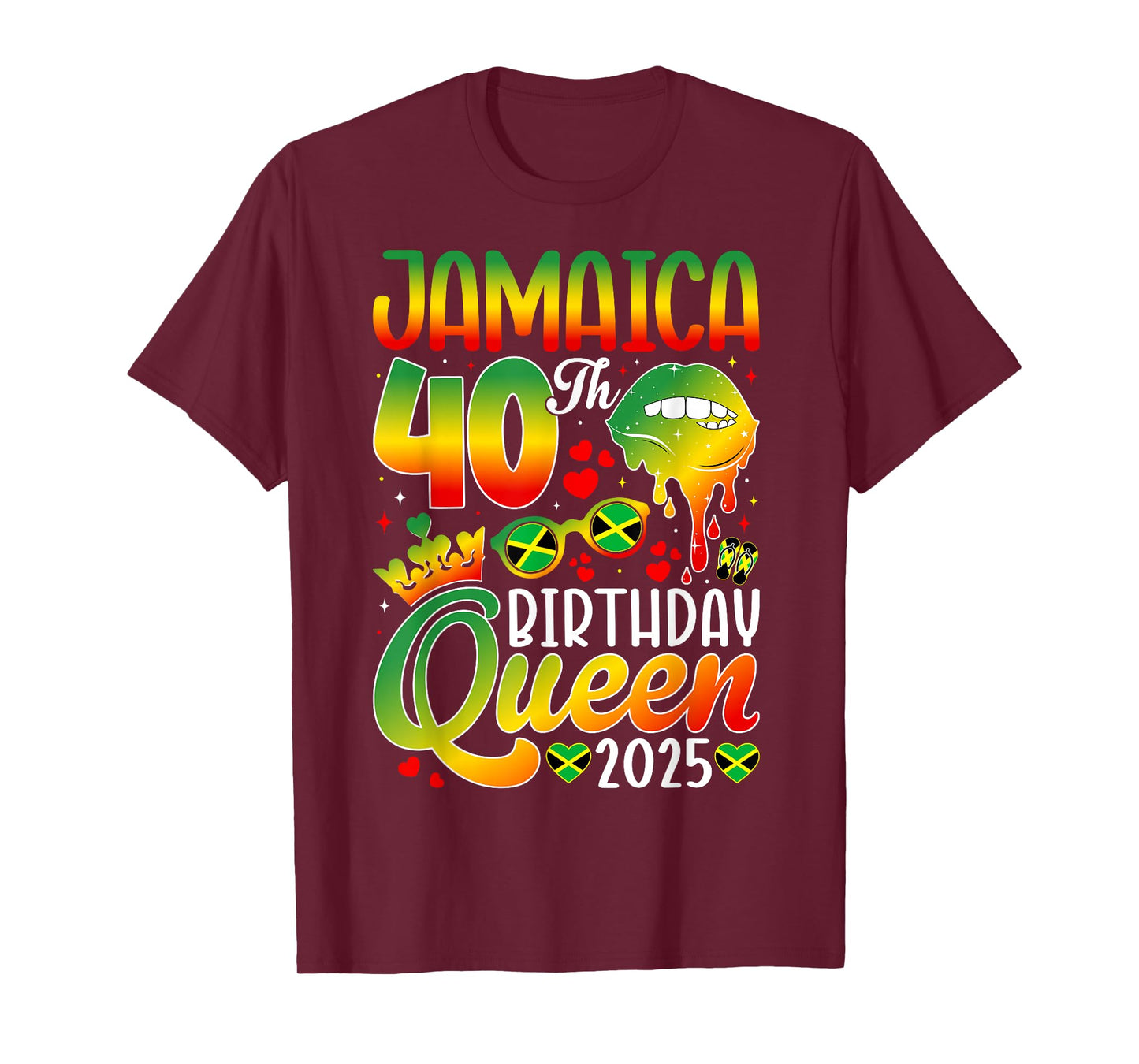 40Th Birthday Queen Jamaica Girl Matching Party 2025 T-Shirt