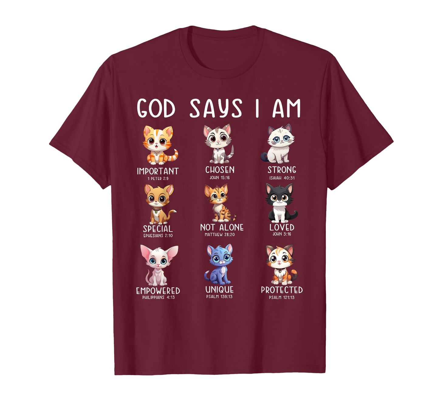 Cute Cats God Say I Am Christian Bible Verse T-Shirt