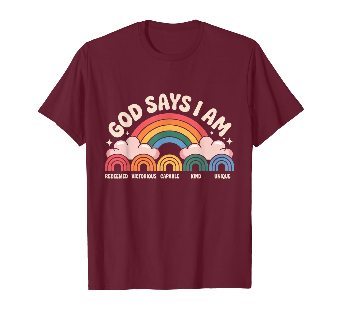 God Says I Am Rainbow Christian Kids Design T-Shirt