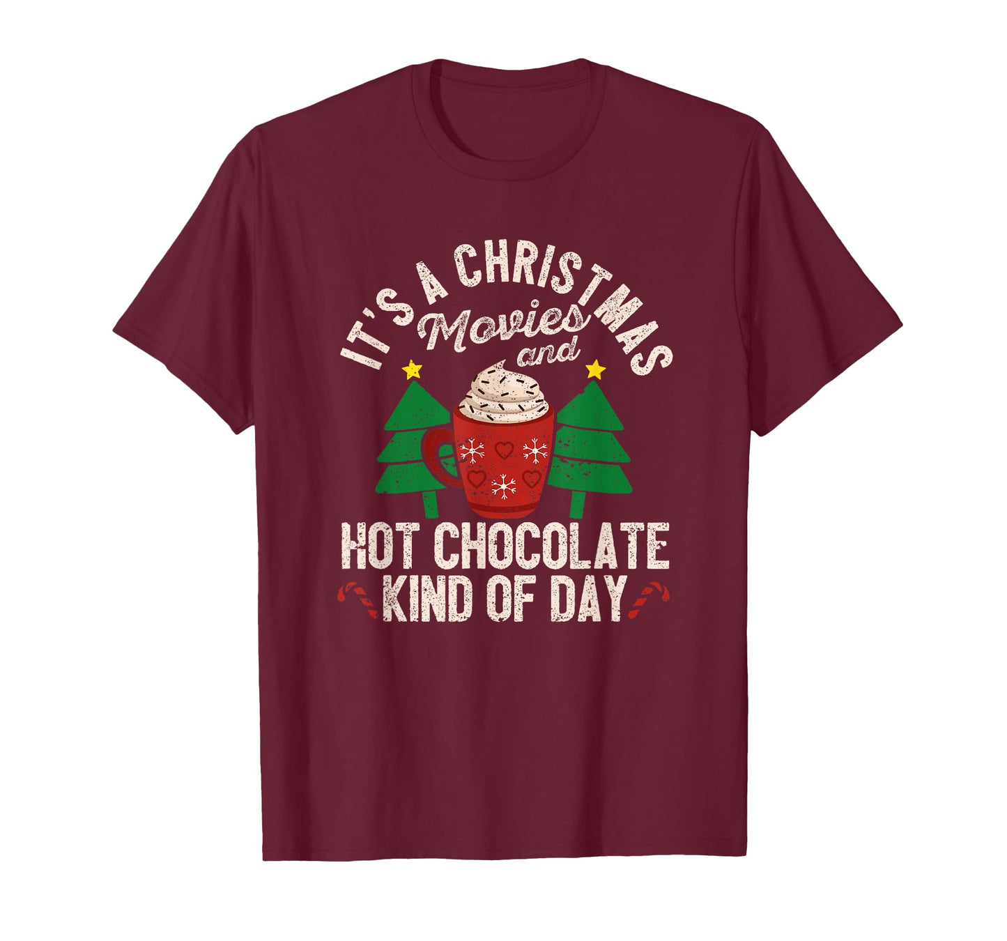 It's A Cristmas Movies And Hot Chocolate Funny Xmas PJ Movie T-Shirt