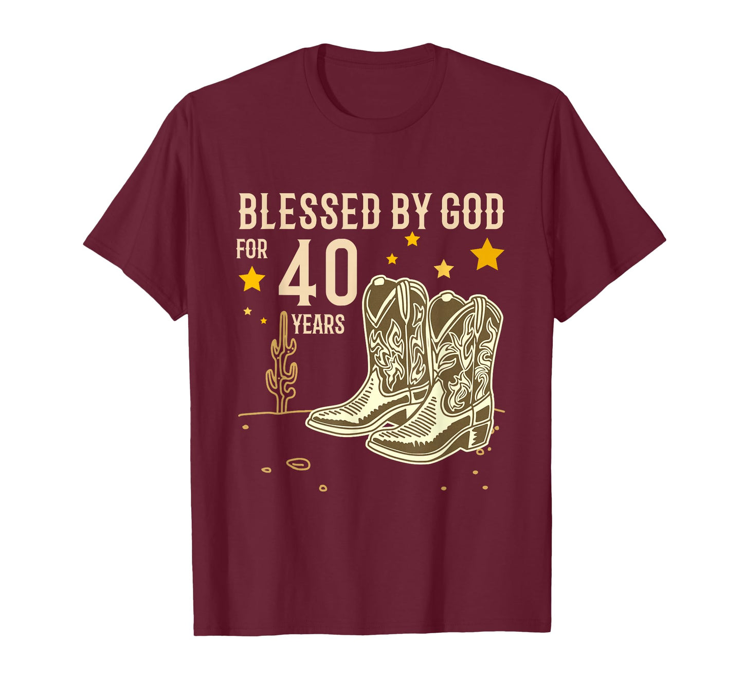 Vintage Blessed by God for 40 Years Cowboy 40th Birthday Men T-Shirt