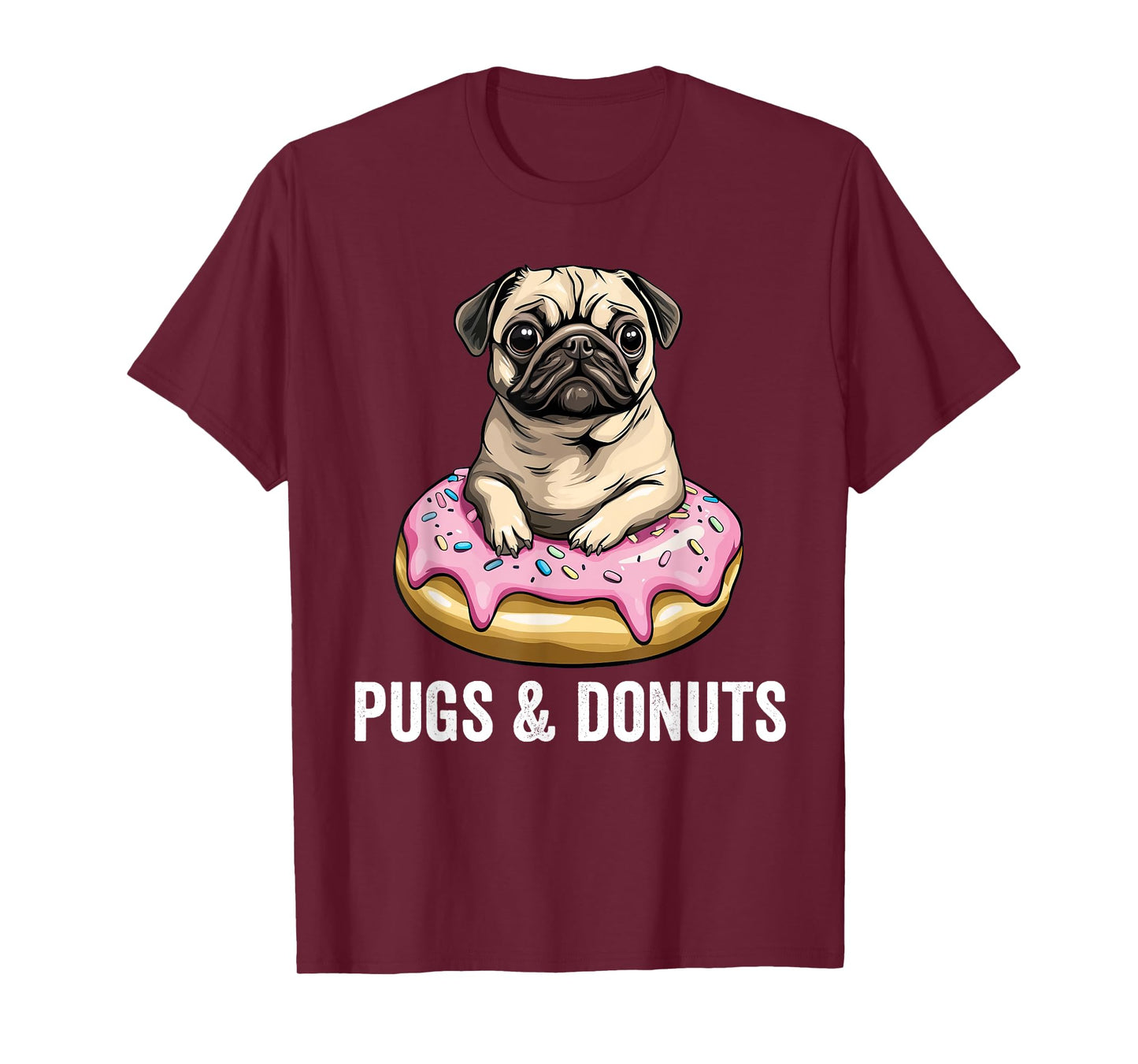 Pugs & Donuts Funny Dog Pug T-Shirt for Men Women Kids