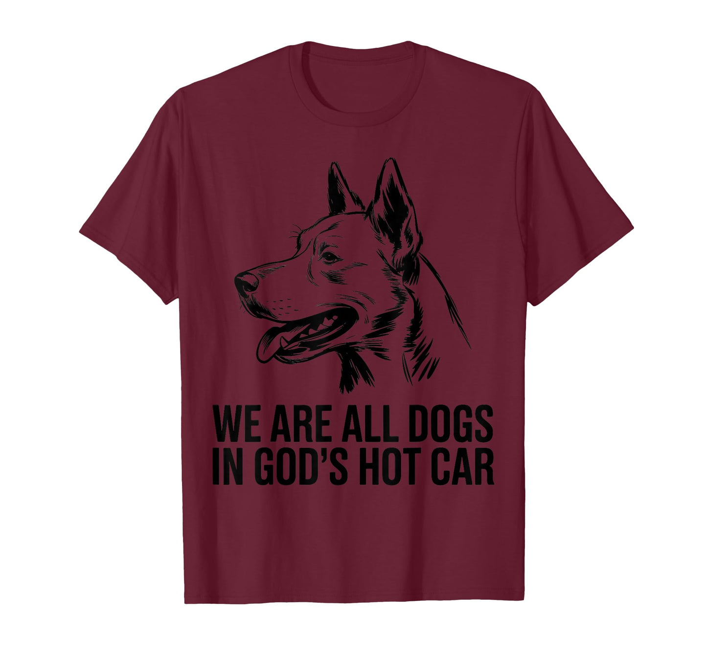 We're All Dogs in God's Hot Car Funny Dog Meme T-Shirt