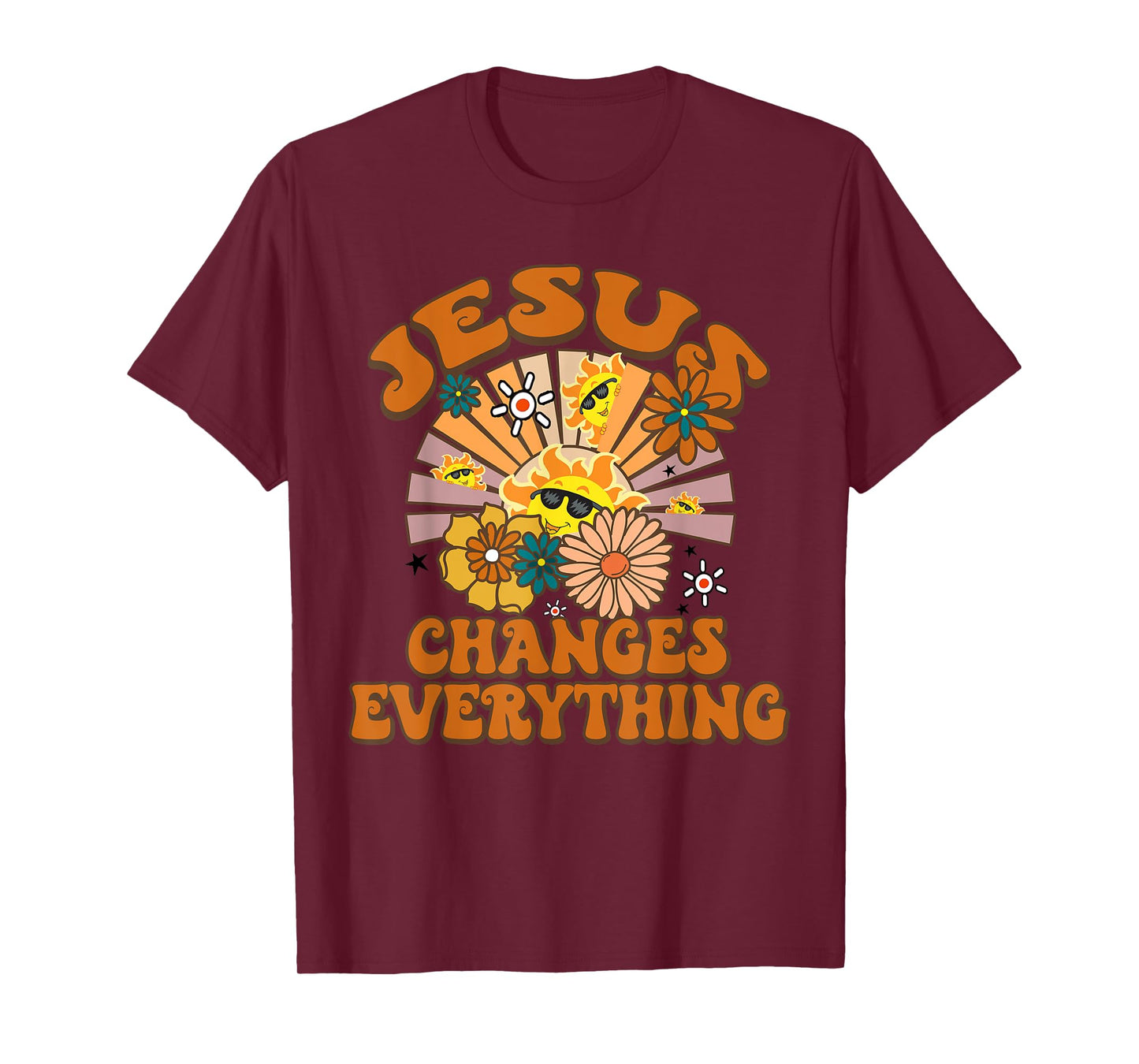 Jesus Changes Everything Funny Christian Retro Groovy Boho T-Shirt