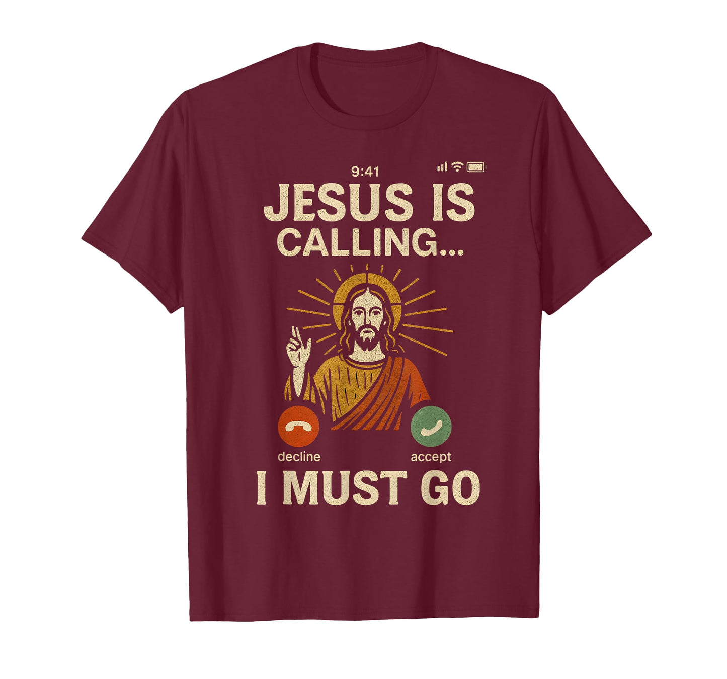 Jesus is Calling I Must Go Retro Christian Faith Vibes T-Shirt