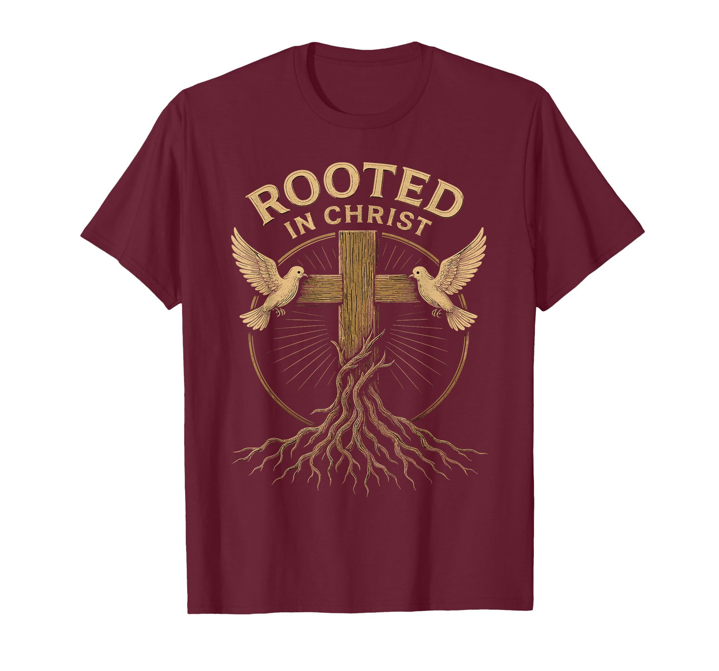 Rooted in Christ Retro Christian Cross Vintage Verse T-Shirt