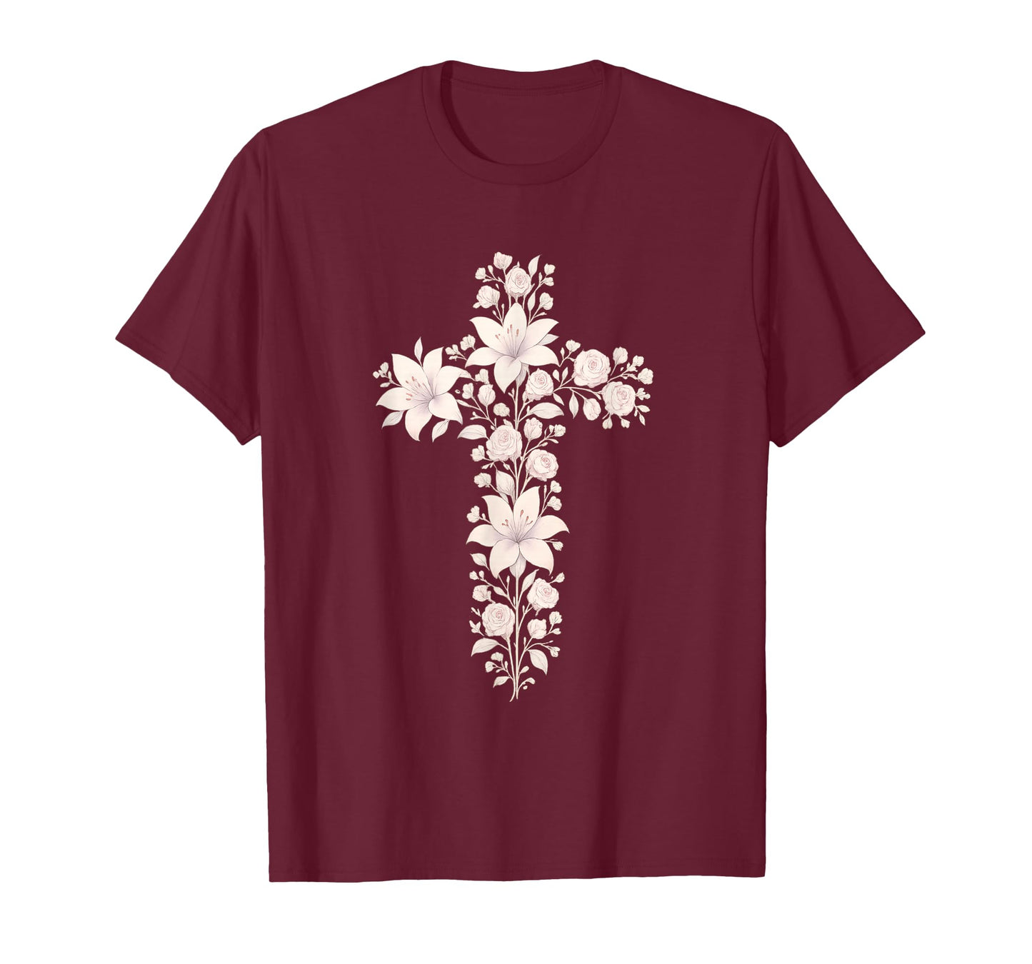 Grace Floral Faith Cross Christian Jesus Verse Women T-Shirt
