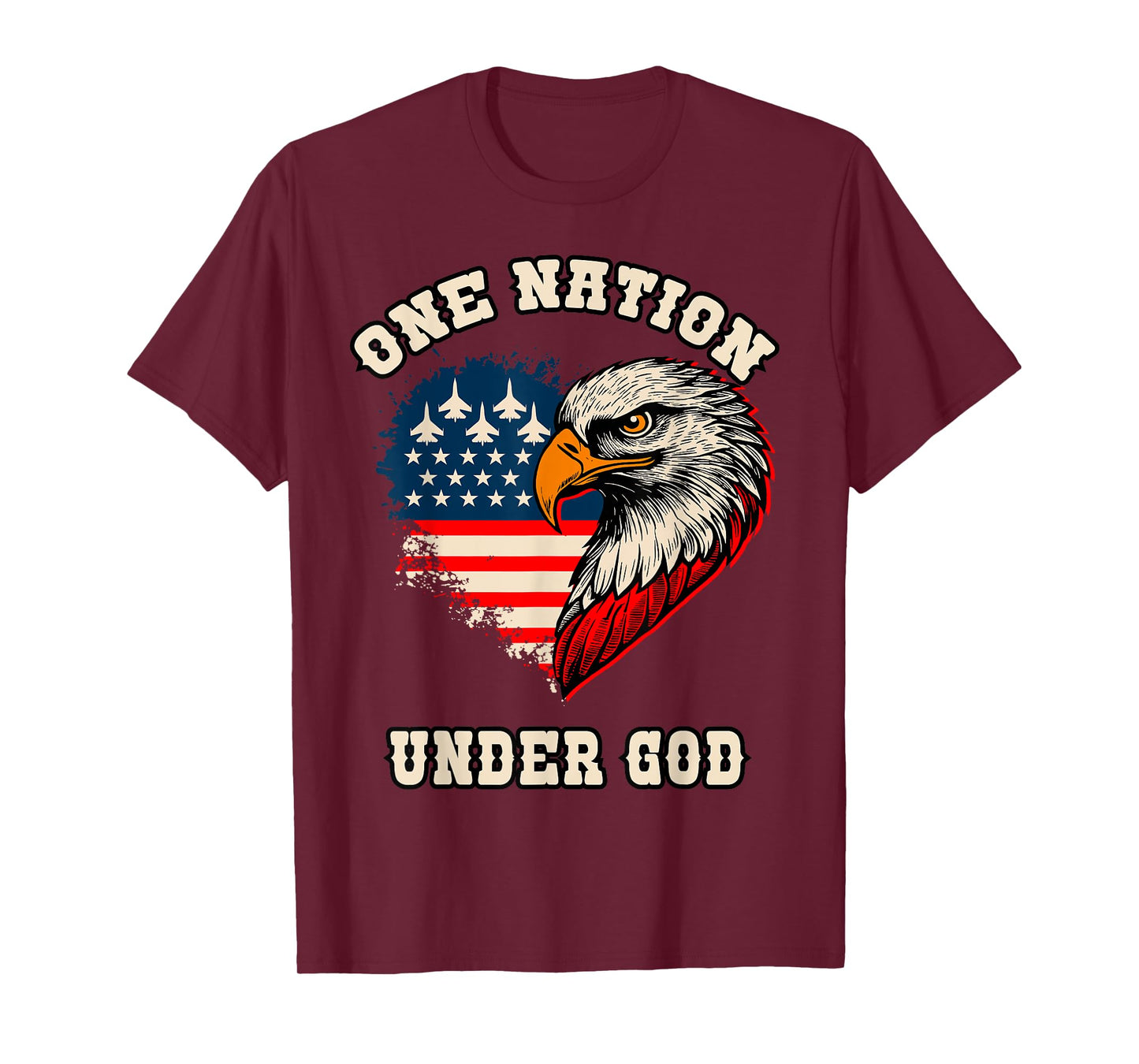 American Flag Bald Eagle July 4th Patriotic USA One Nation T-Shirt