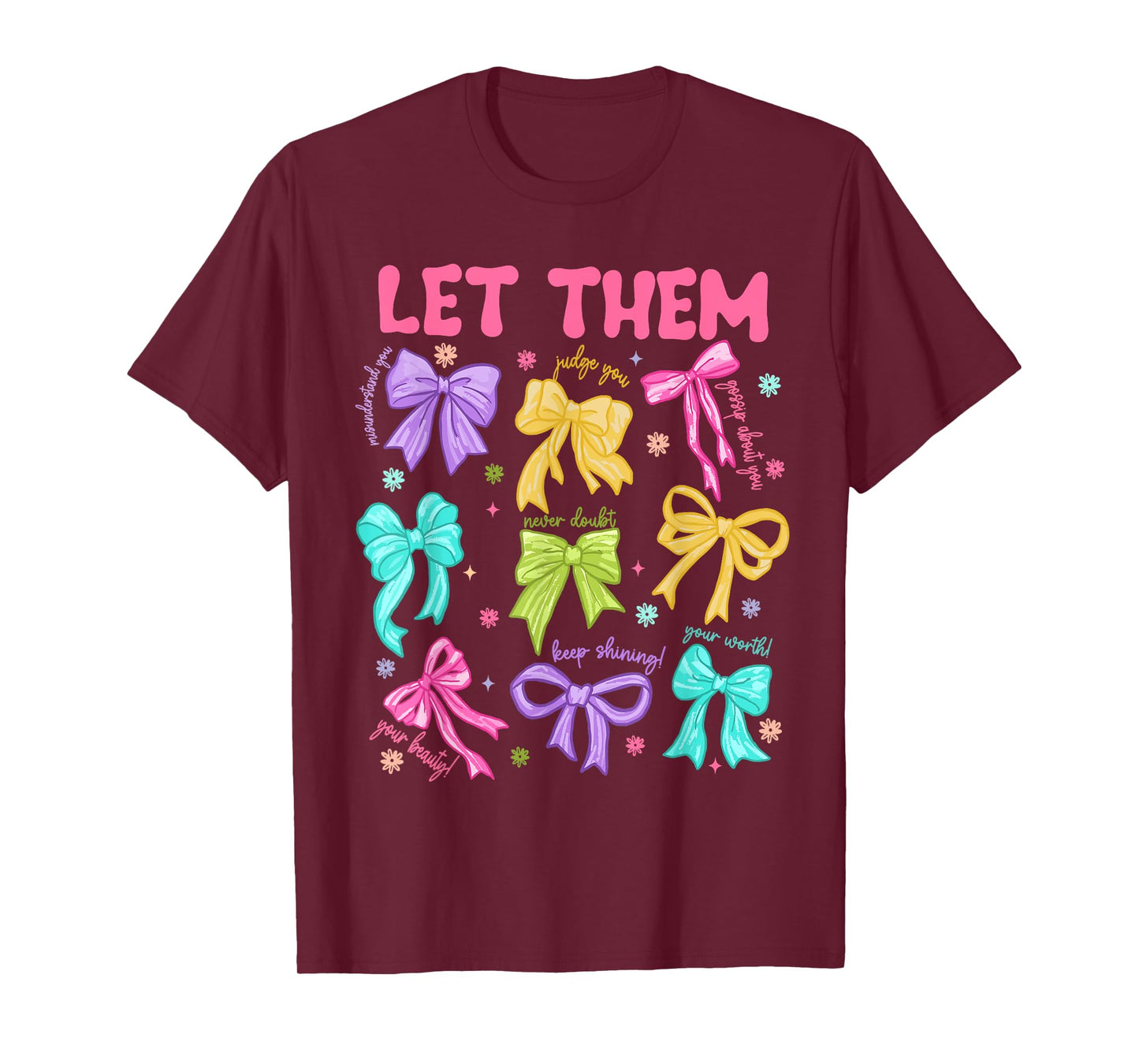 Retro Let Them Jesus Christian Colorful Coquette Bow Bible T-Shirt