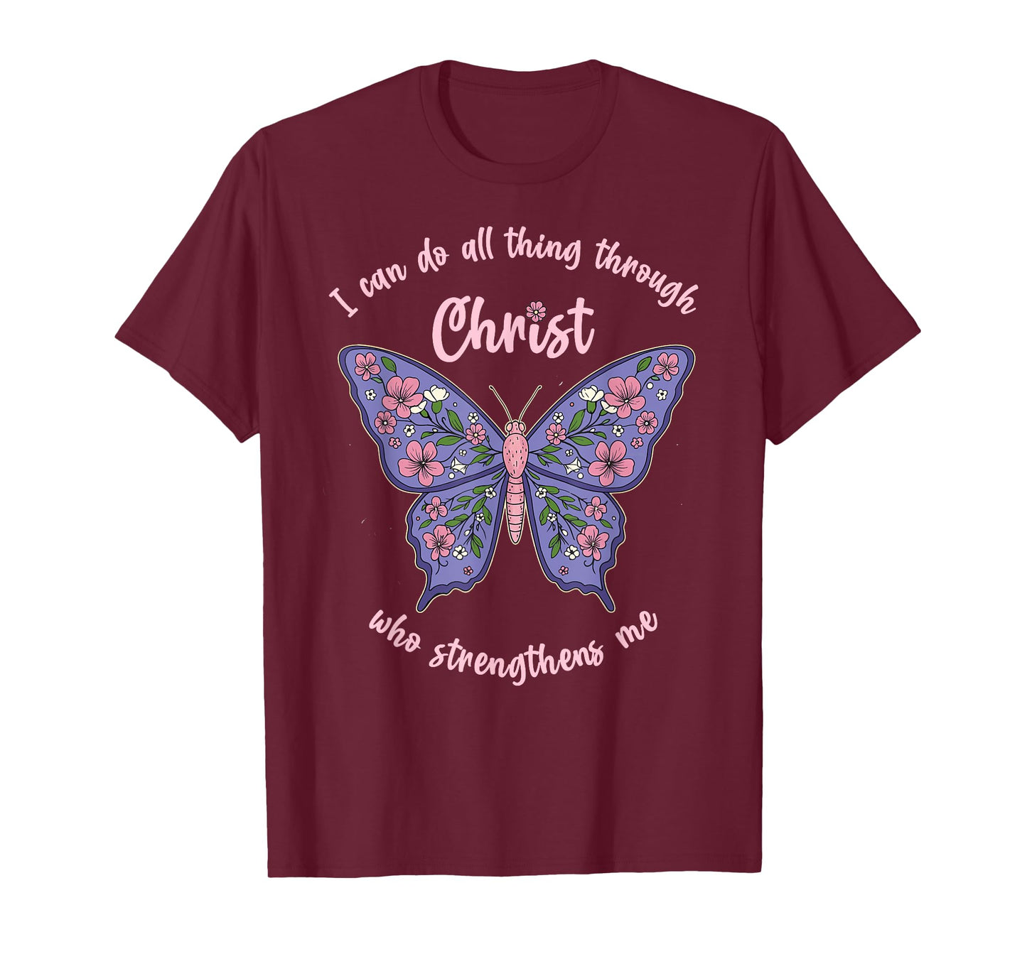 I Can Do All Things Through Christ Chinoiserie Butterfly T-Shirt