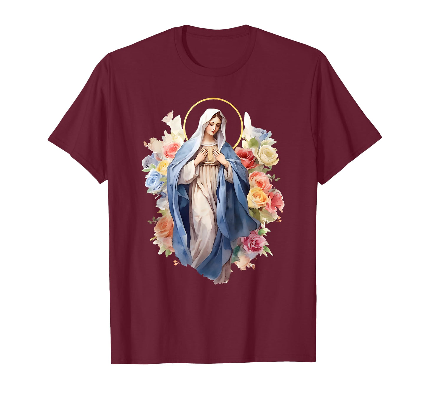 Blessed Mother Mary Mother of Jesus Roses Our Lady Catholic T-Shirt