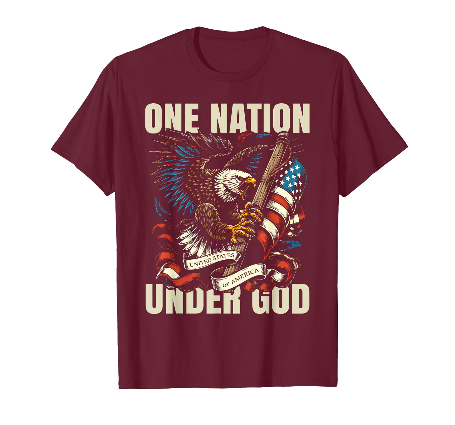 One Nation Under God Patriotic Eagle USA Flag Design T-Shirt
