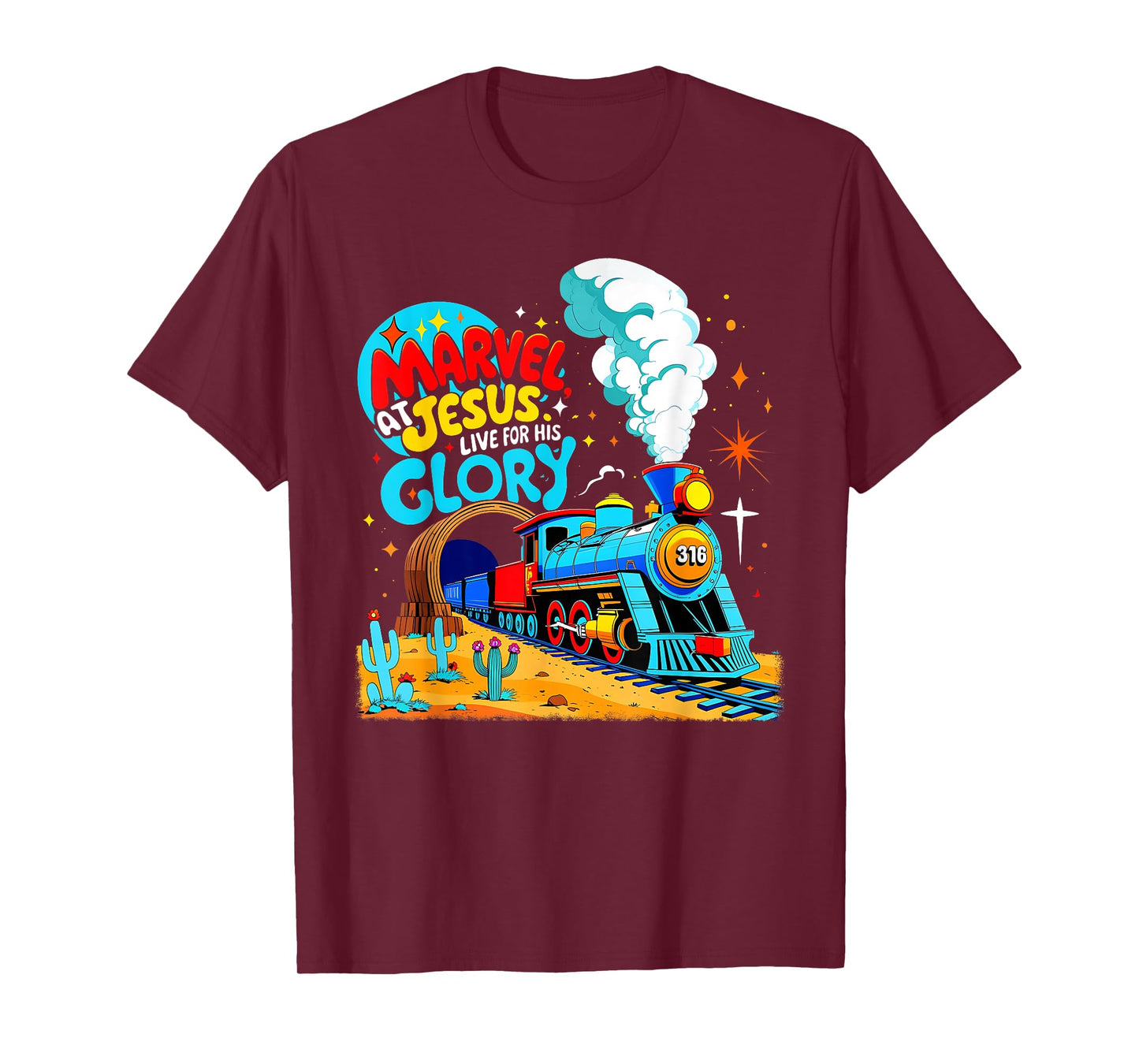 Marvel at Jesus Train Theme Christian VBS 2025 T-Shirt