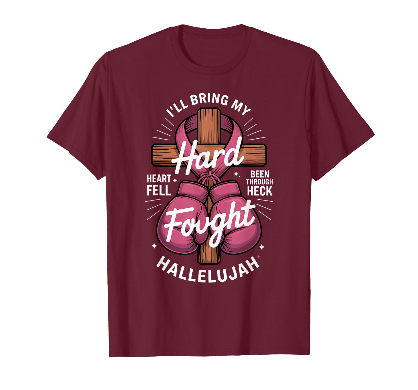 Boxing Cross Prayer Breast Cancer Awareness Christian T-Shirt