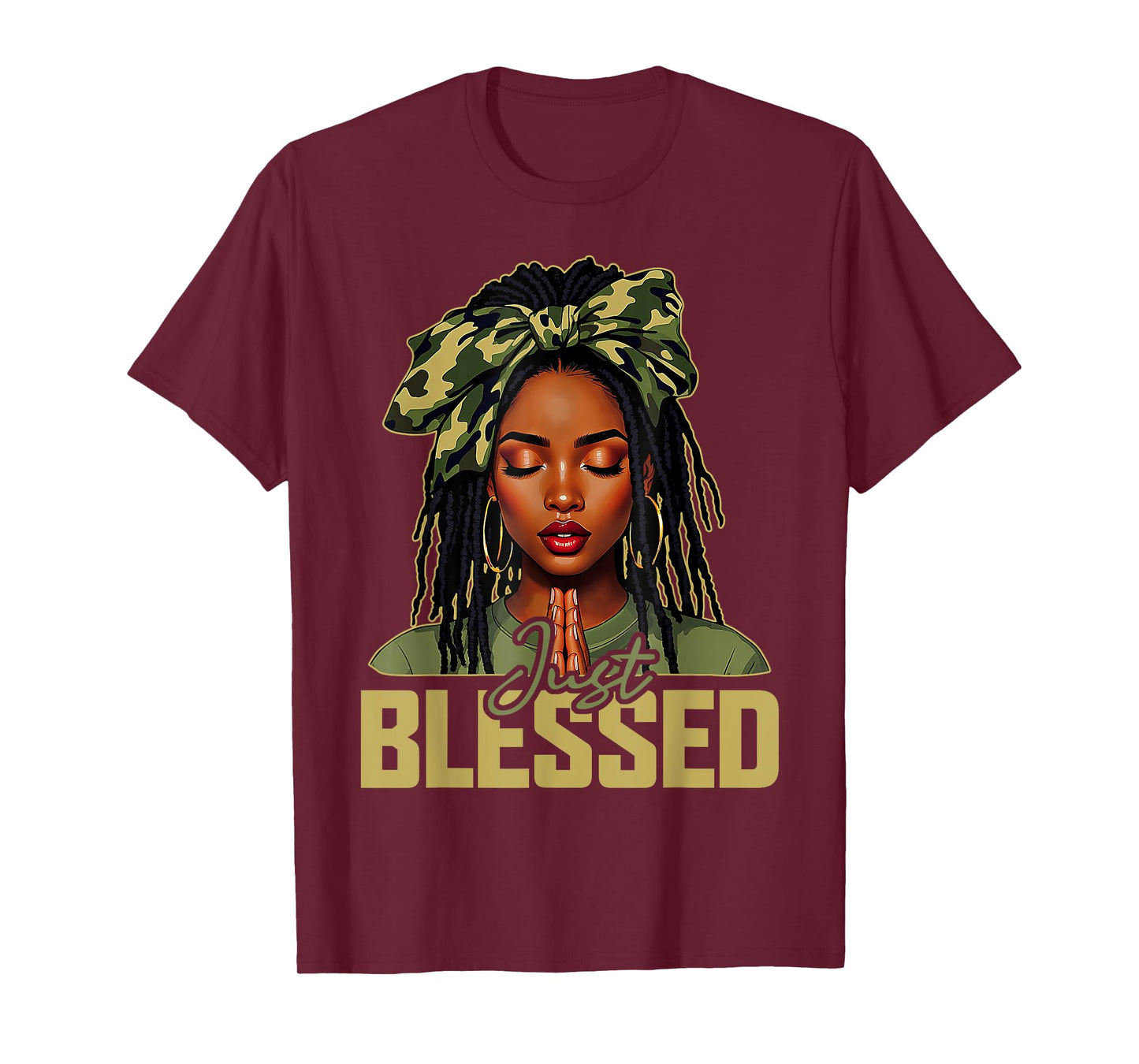 Blessed Black Woman Praying African Christian Camouflage T-Shirt