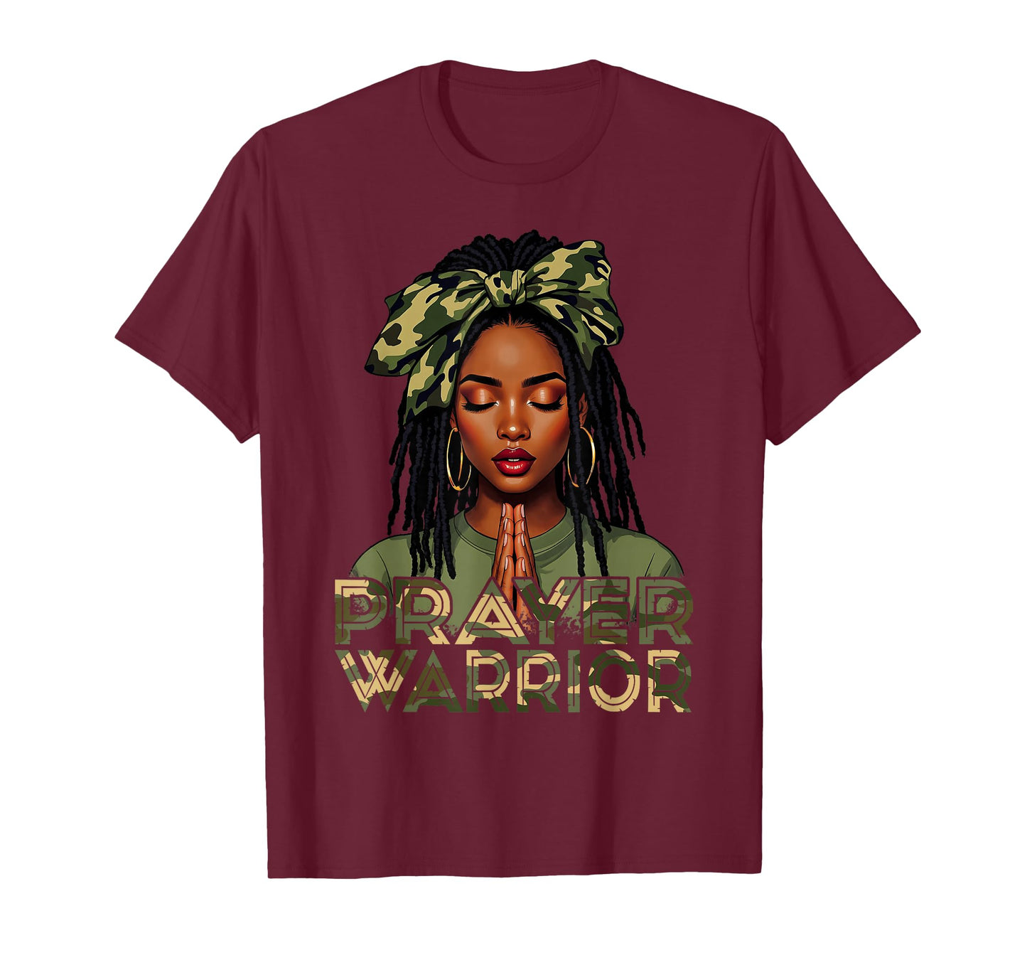 Prayer Warrior Locs Christian Black Woman Camo Bandana T-Shirt