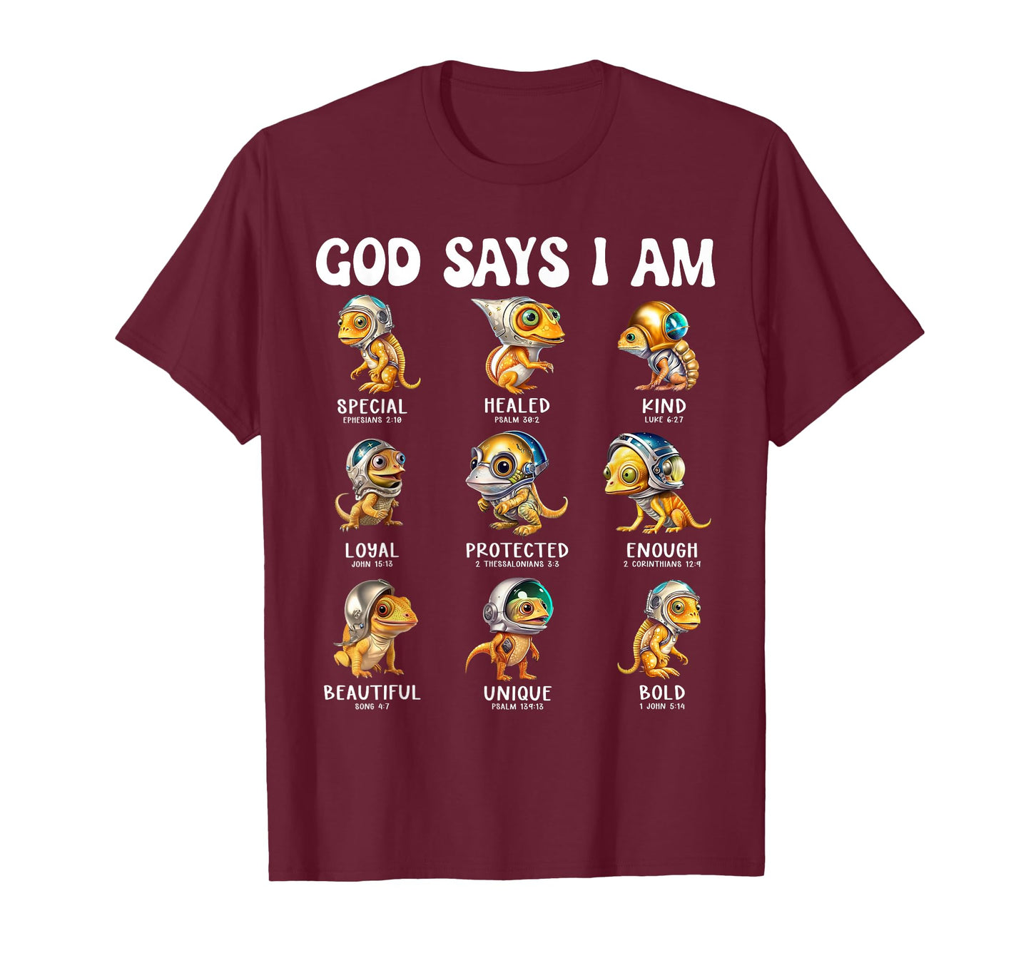 God Says I Am Astronaut Reptile Scripture Bible Design T-Shirt