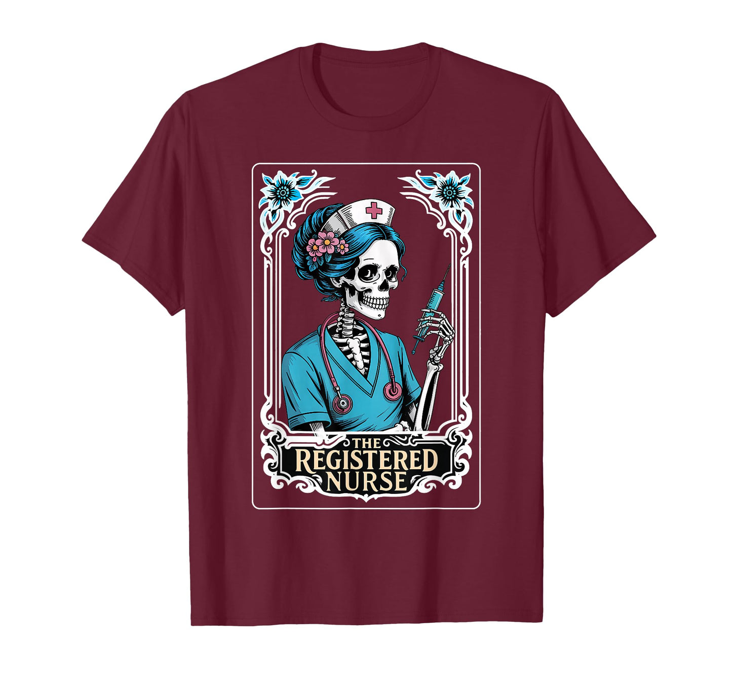 The Nurse Skeleton Tarot Card Nursing Horror Doctor Spooky T-Shirt