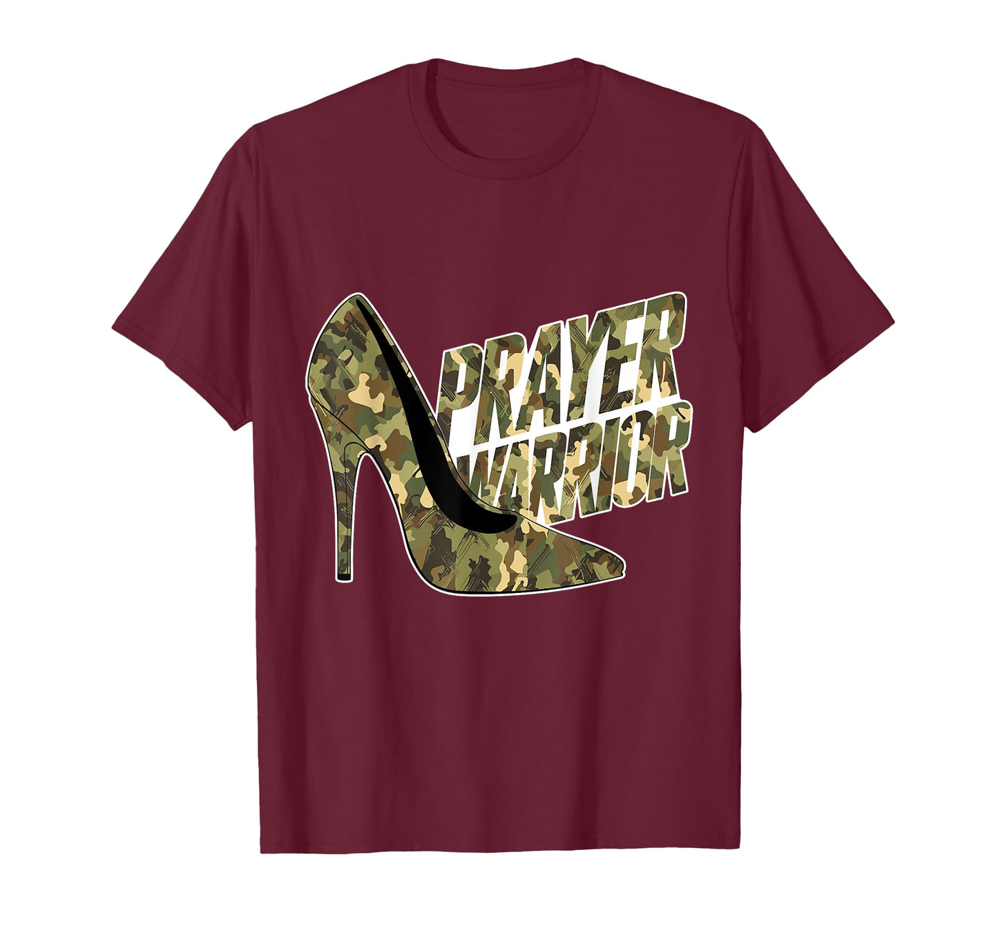 Camo Heels Prayer Warrior God Jesus Christian Faith Women T-Shirt