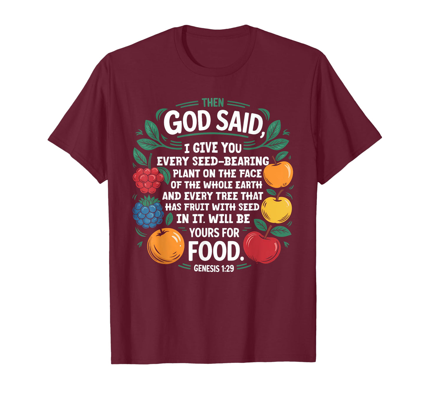 Genesis 1:29 Plant Based Diet Vegan Bible Verse T-Shirt