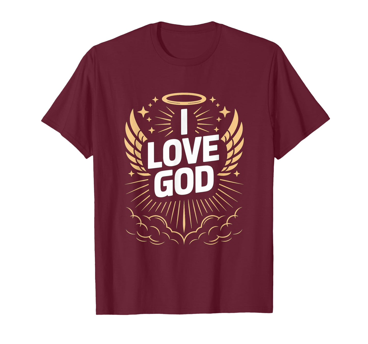 I Love God Heavenly Halo Wings Rays T-Shirt
