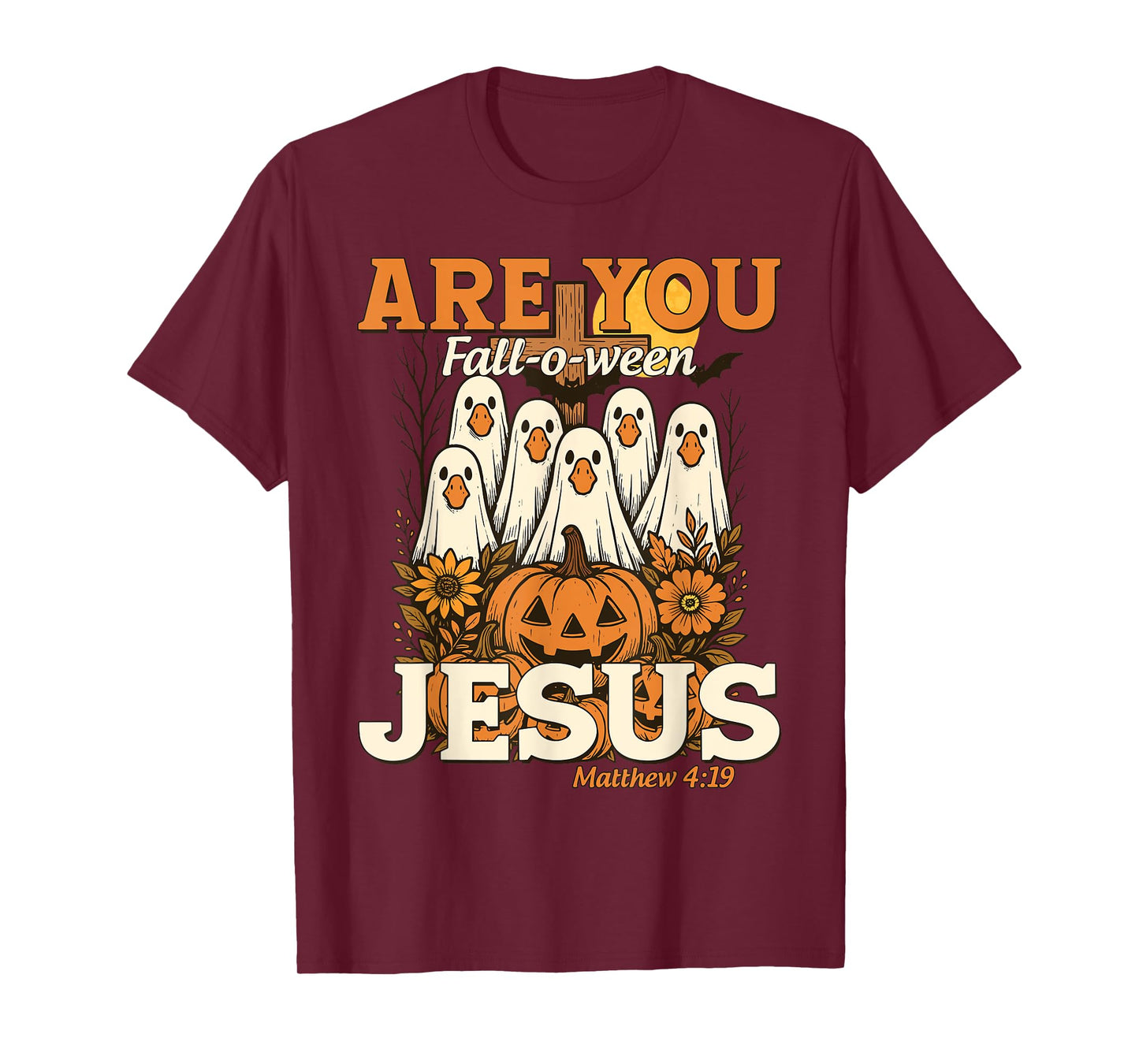 are You Fall-O-Ween Jesus Christian Halloween Pumpkins Goose T-Shirt