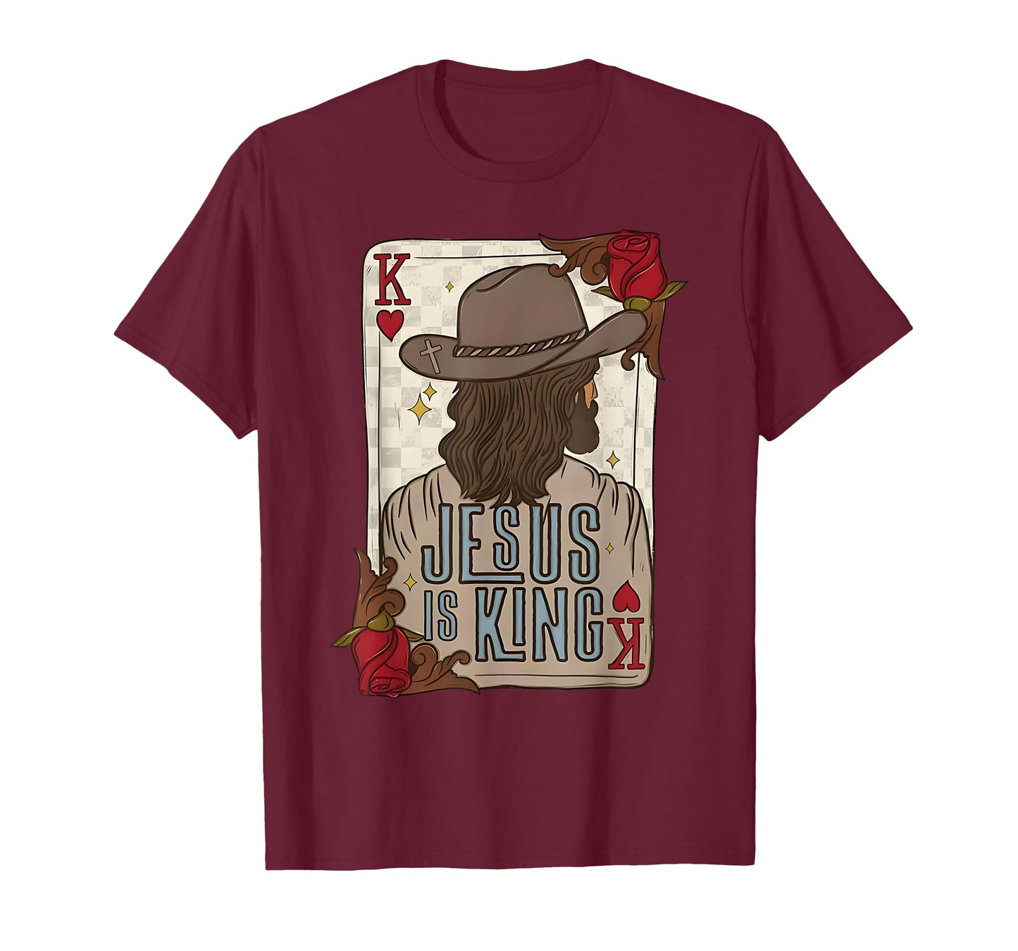 play card jesus is king christian cowboy western country T-Shirt