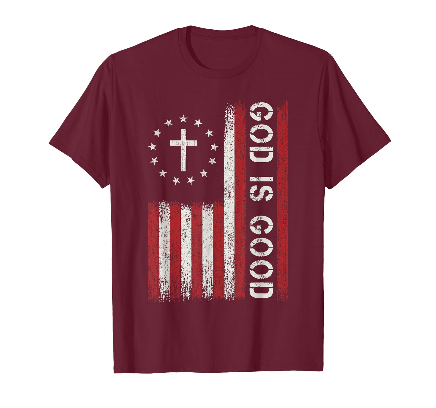God Is Good Jesus Christian Bible Faith Cross Flag Religious T-Shirt