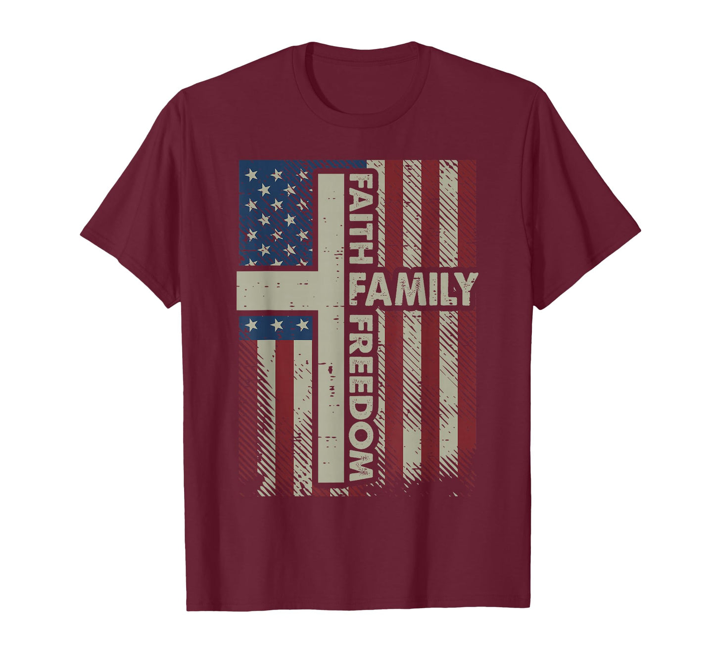 Faith US Flag Christian Religious God Jesus Men Women Kids T-Shirt