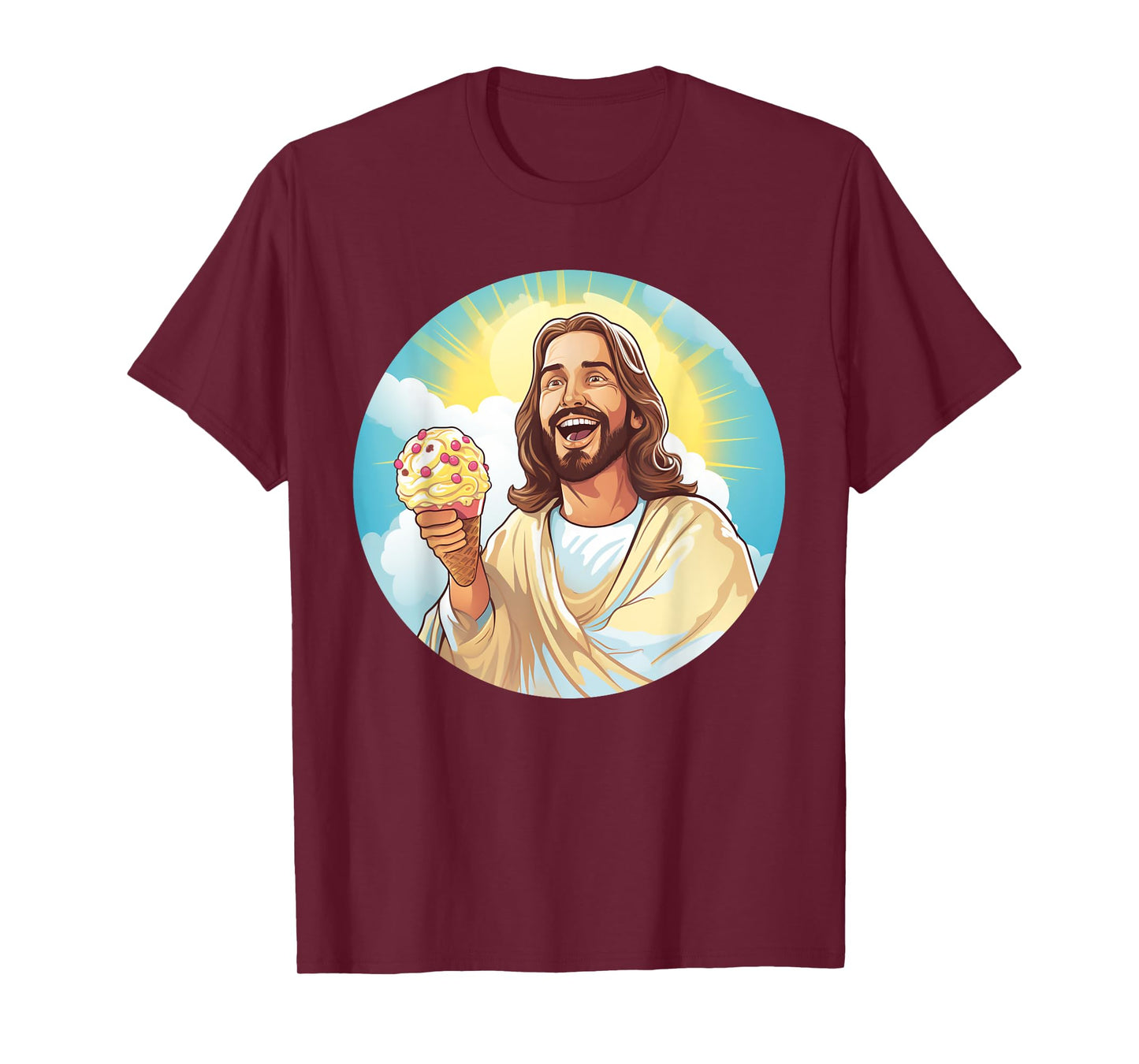 Funny laughing Jesus with Ice Cream for Sweets Lovers T-Shirt for Men Women Kids