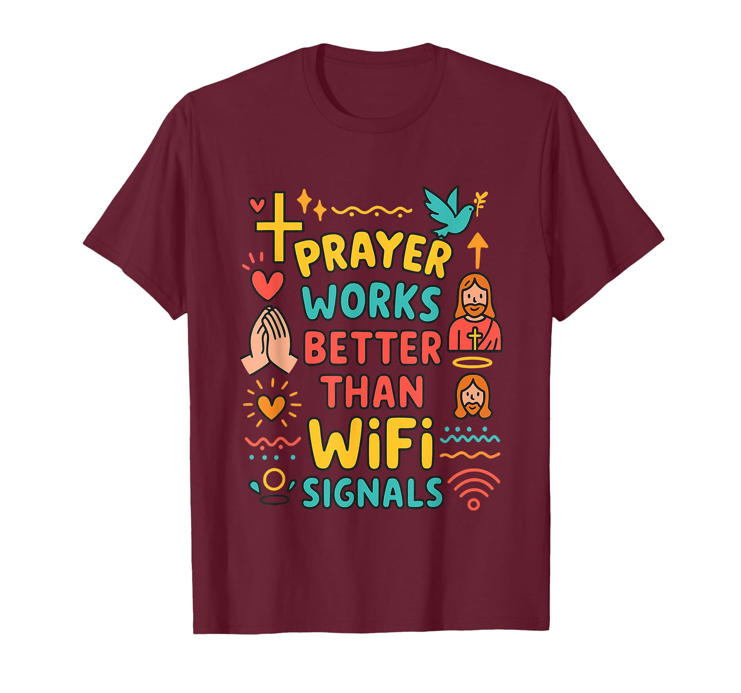 Faith Over WiFi Humor Christian Humor Prayer Quote Boys Kids T-Shirt