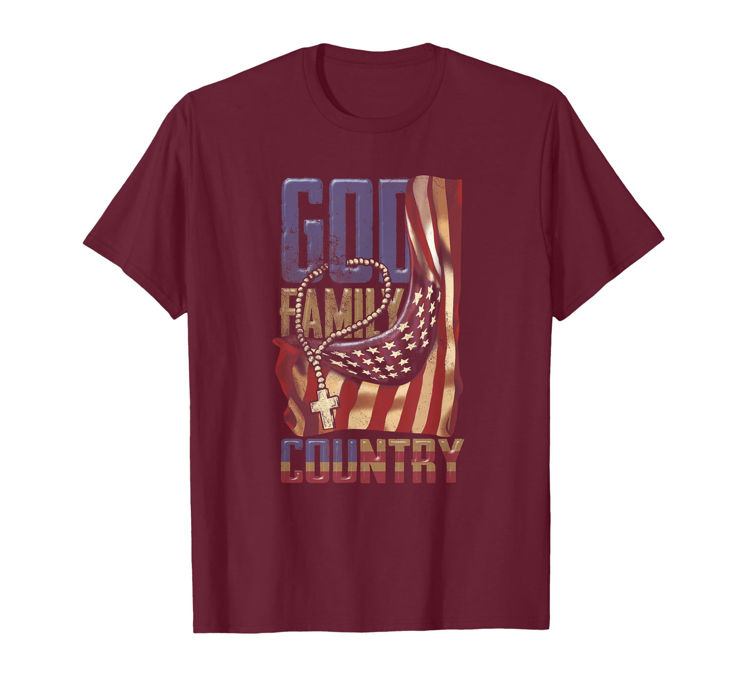 God Family Country US Flag Patriotic Christian Jesus T-Shirt