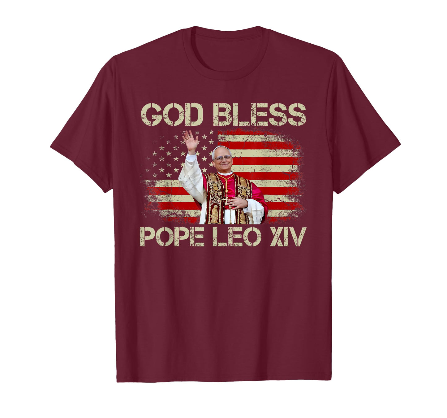 God Bless Pope Leo XIV Cardinal Robert Prevost American Flag T-Shirt