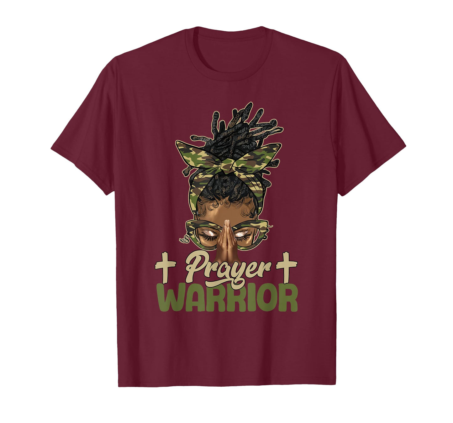 Praying Black Woman Afro Christian Sayings Prayer Warrior T-Shirt