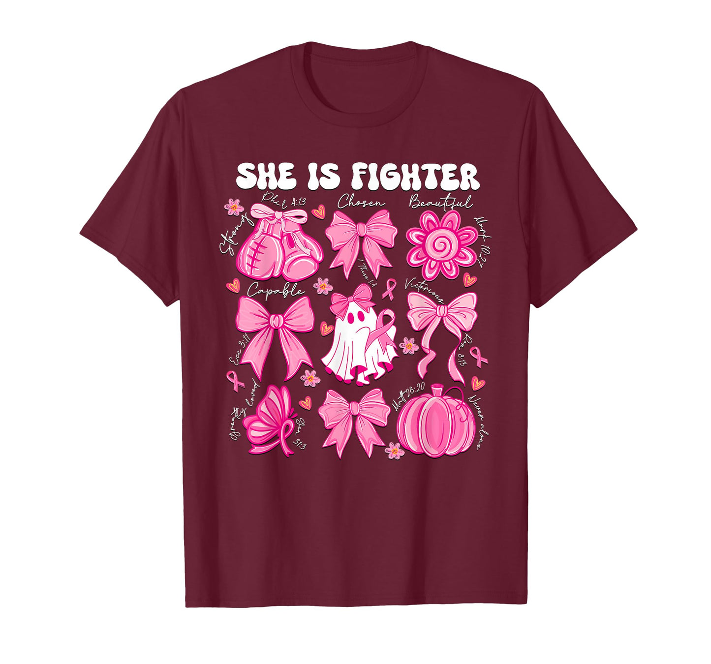 She Is A Fighter Christian Breast Cancer Warrior Wear Pink T-Shirt