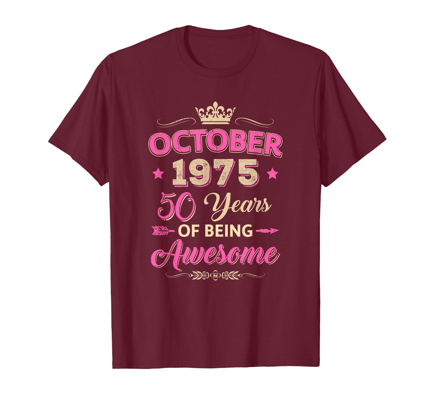 October 1975 50 Years of Being Awesome Retro 50Th Birthday T-Shirt