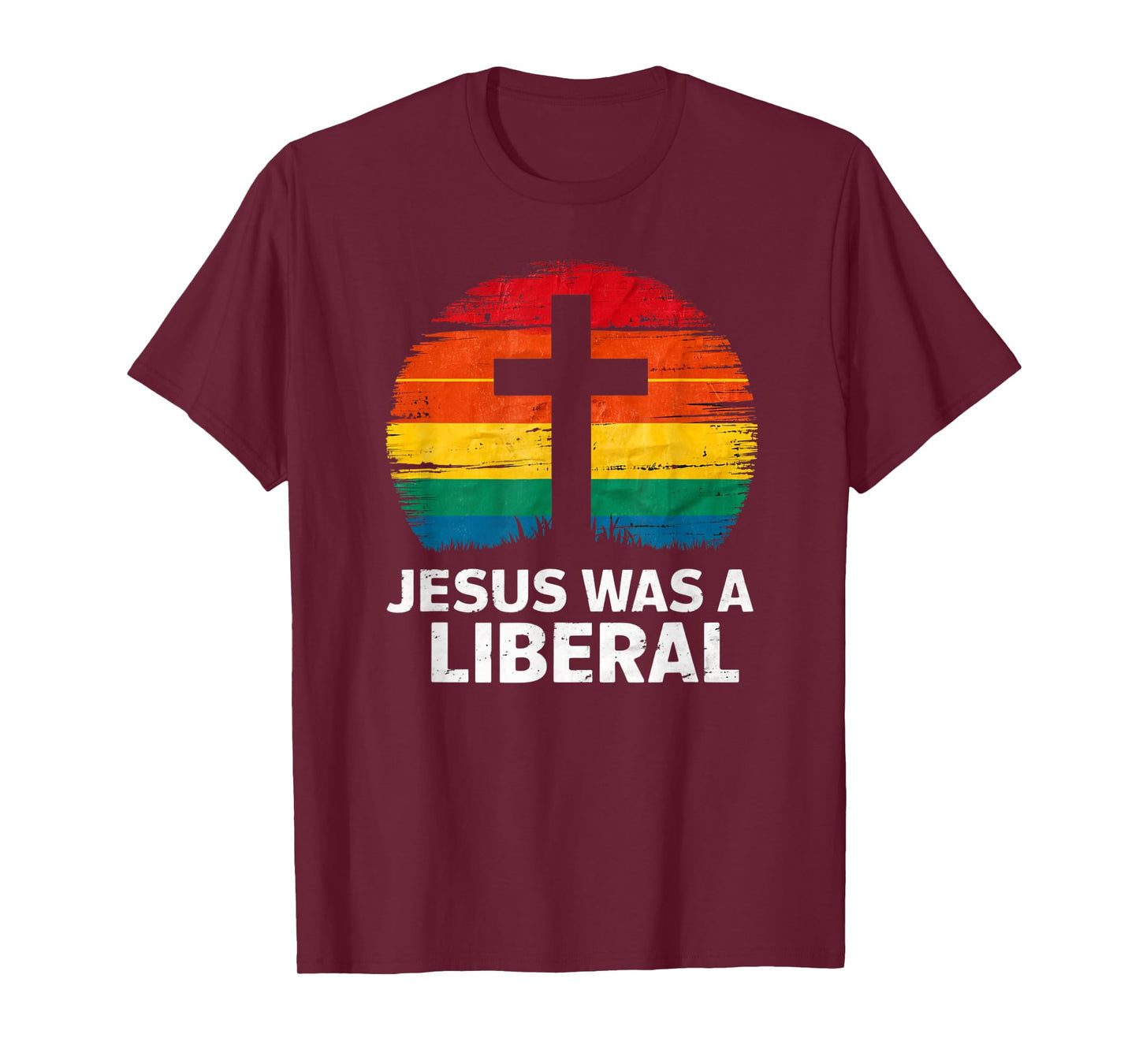 Jesus Was A Liberal Retro Vintage Sunset Progressive T-Shirt