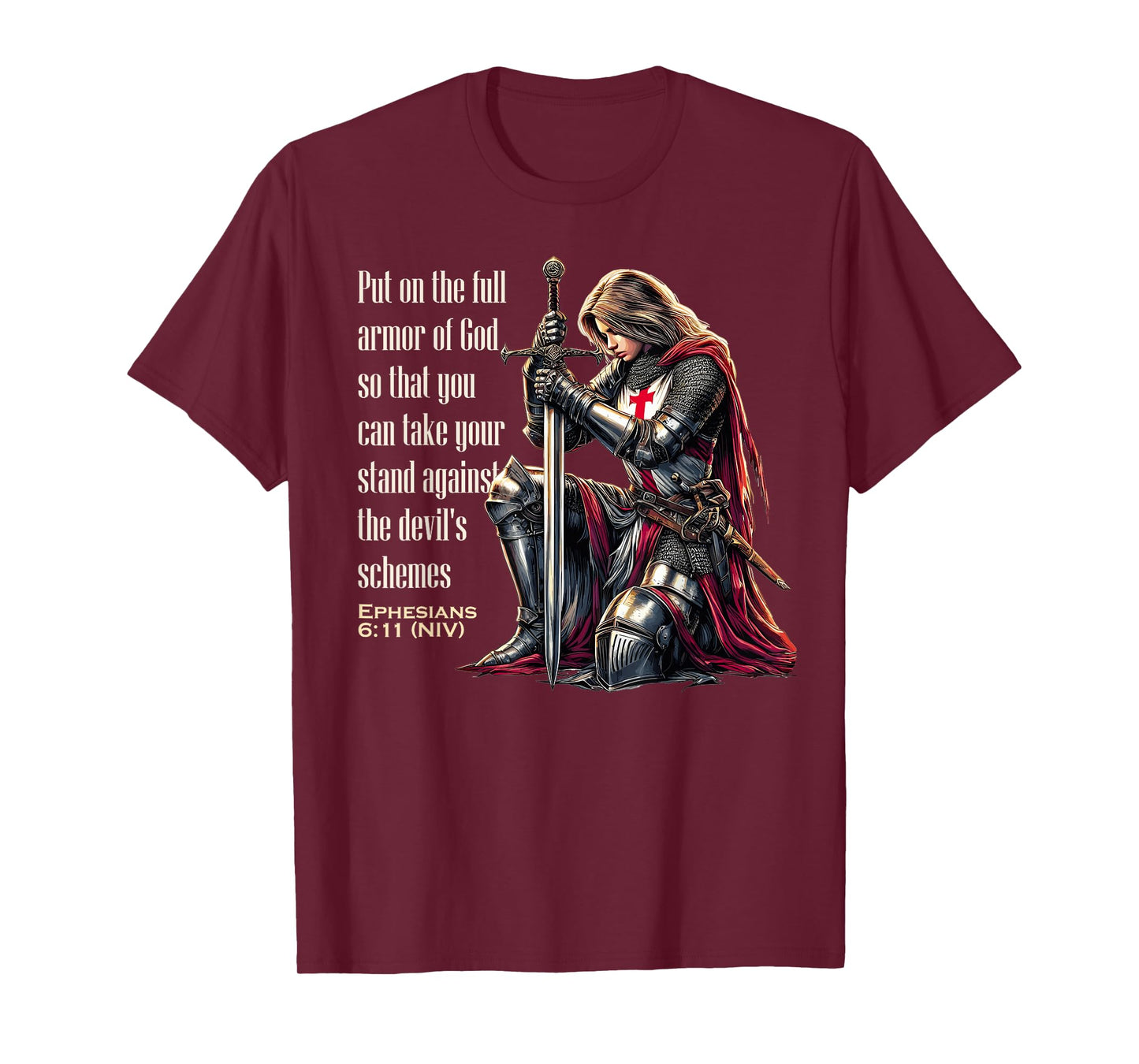 Templar Women Knight Christian Bible Verse Saying Lord T-Shirt