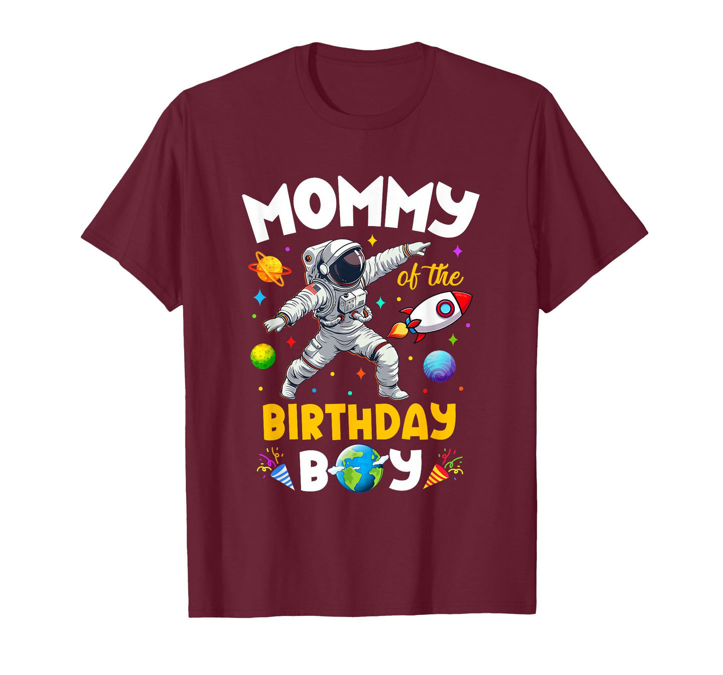 Mommy Of The Birthday Boy Astronaut Outer Space Birthday T-Shirt