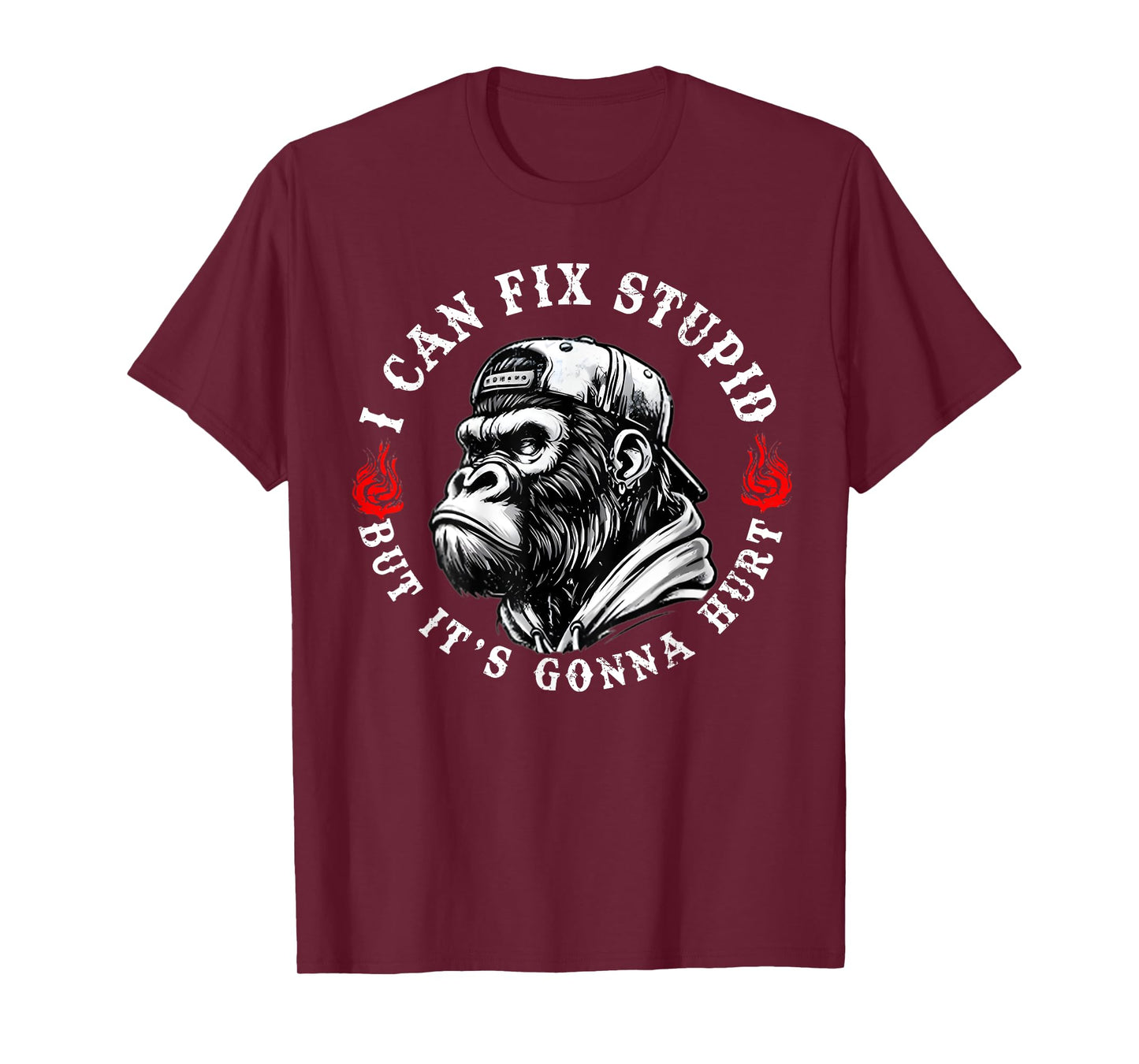I Can Fix Stupid But It's Gonna Hurt Monkey Vintage Funny T-Shirt