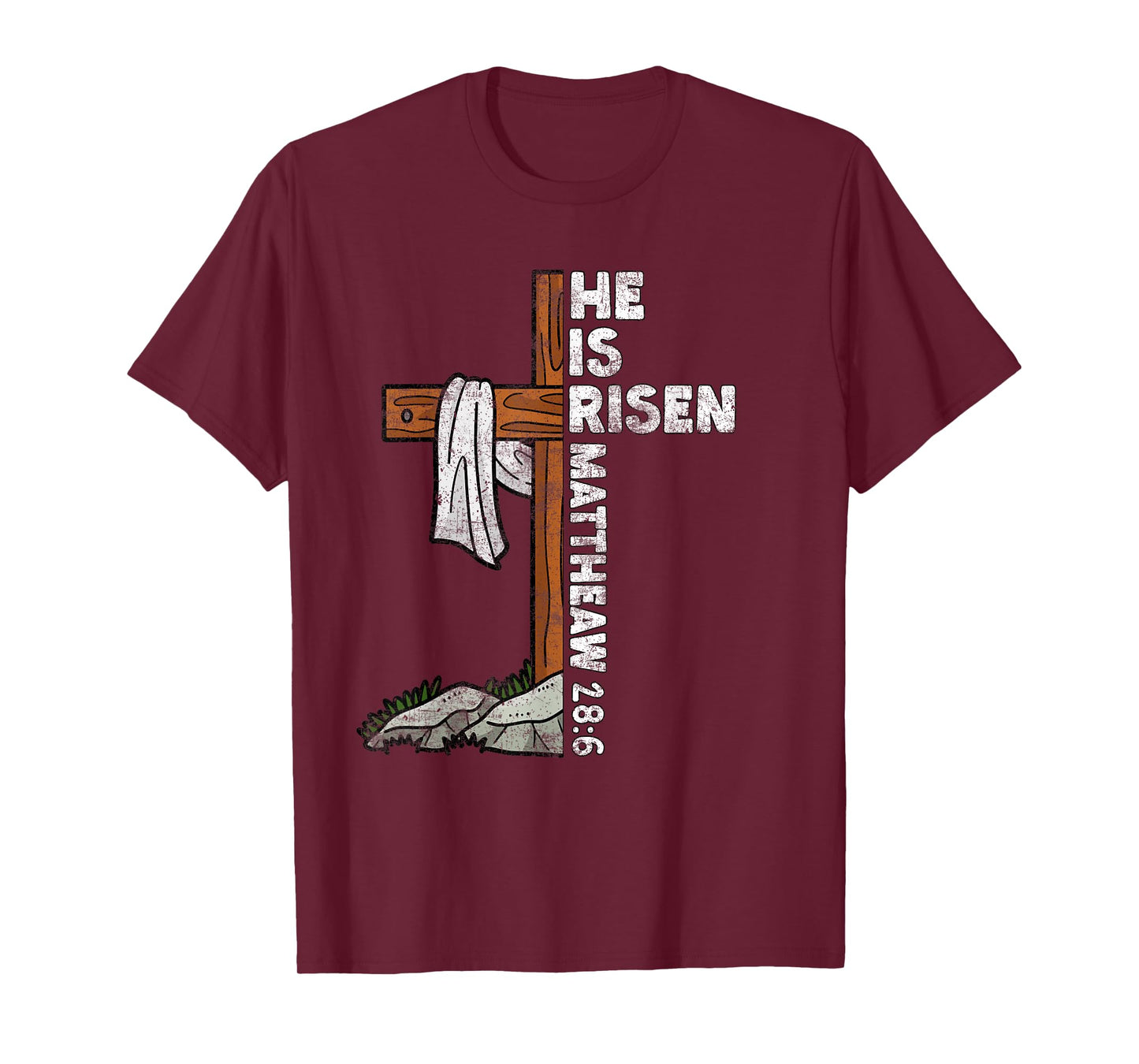 Easter Cross He Is Risen Jesus Christian Men Women Kid Youth T-Shirt