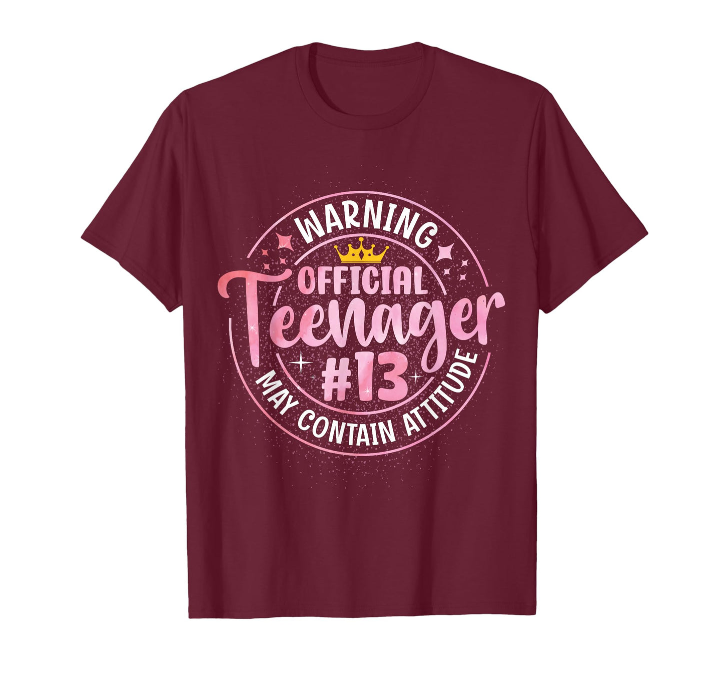 13th Birthday Girl Official Teenager 13 Year Old Birthday T-Shirt - T-Shirt | Maroon