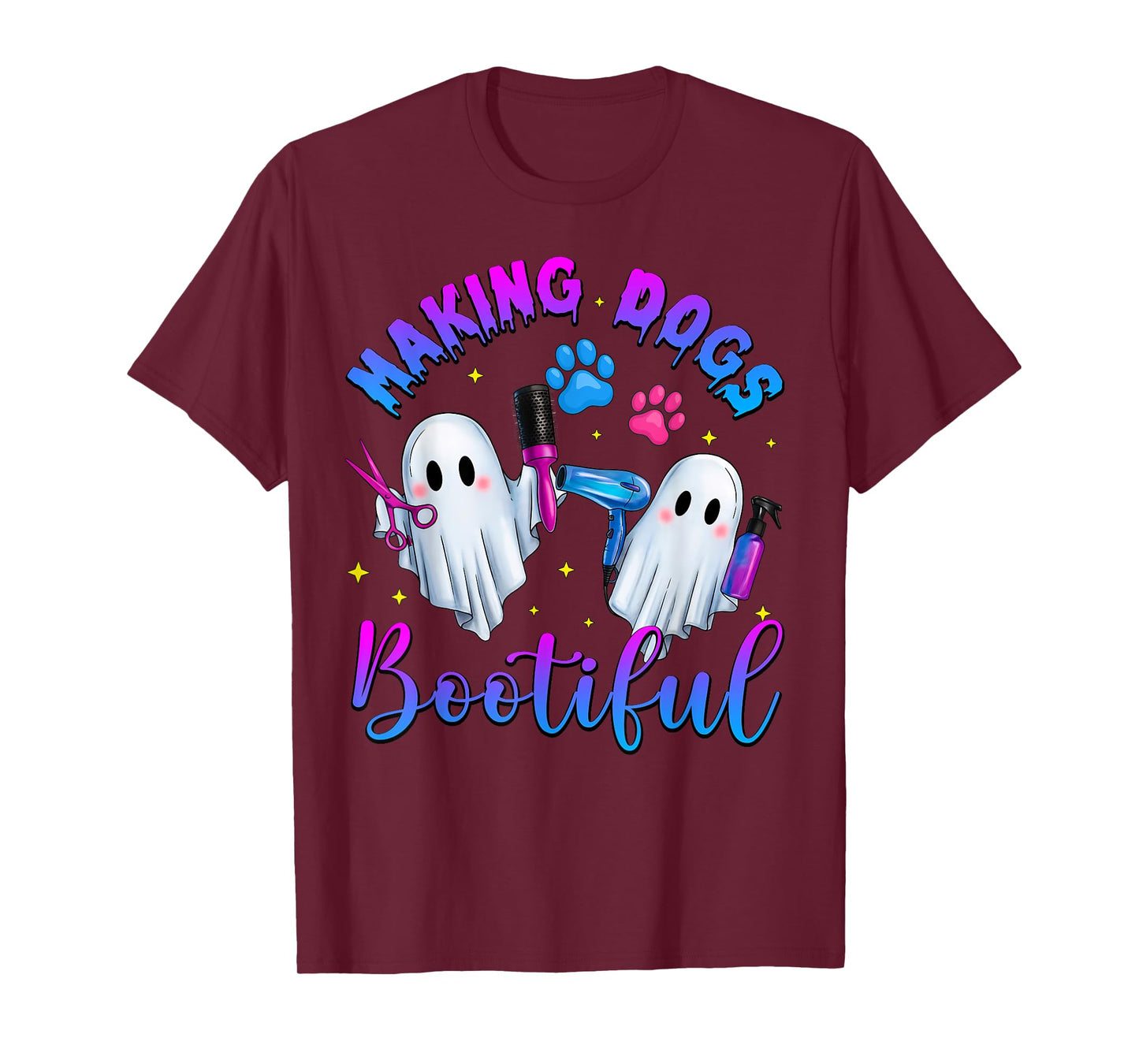 Making Dogs Bootiful Ghost Pet Groomer Halloween Men Women T-Shirt