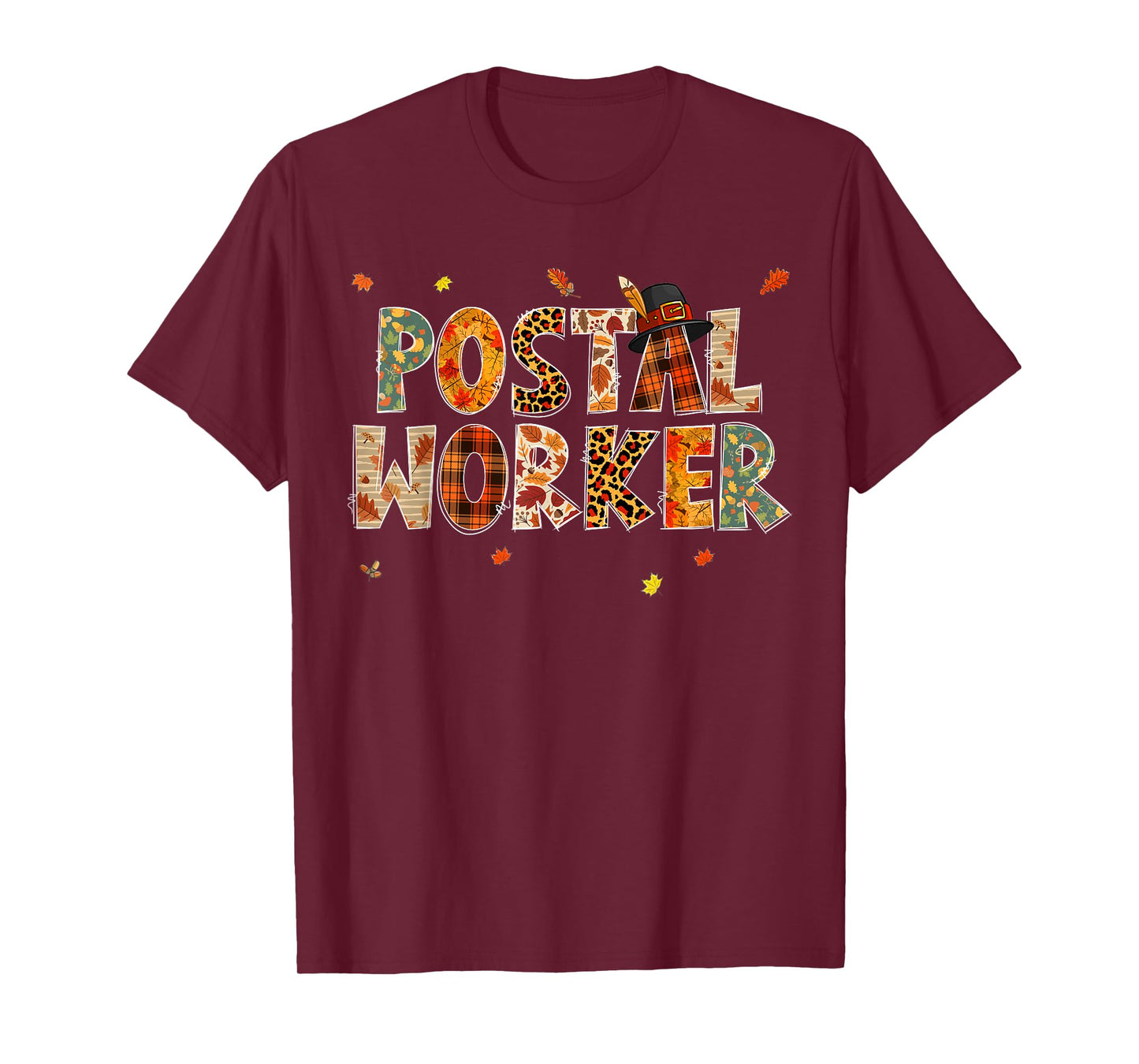 Funny Postal Worker Pumpkin Autumn Tree Fall Leaves T-Shirt