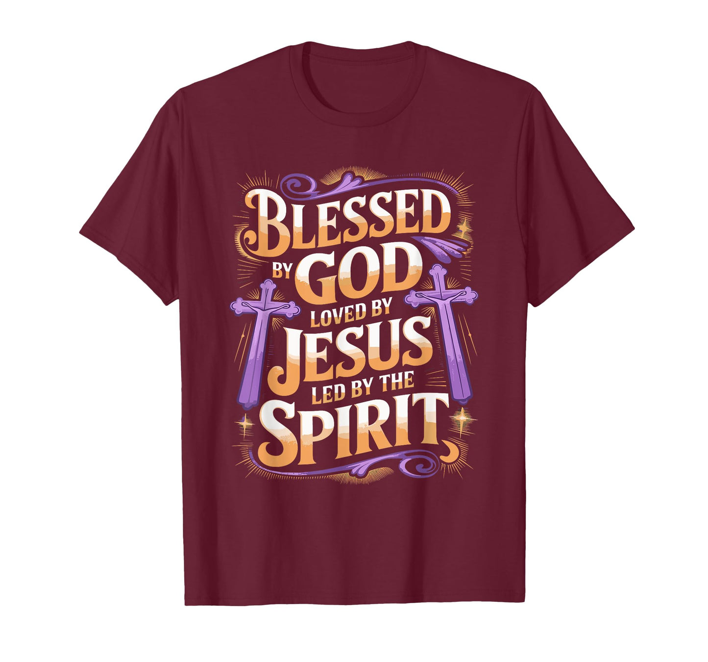 Purple Floral Cross Faith Affirmations for Christians T-Shirt